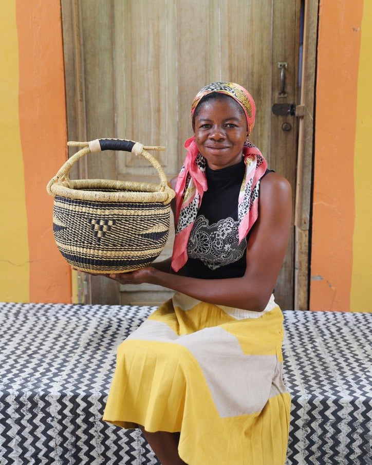 Round Shopping Basket (Small) - The Baba Tree Basket Company