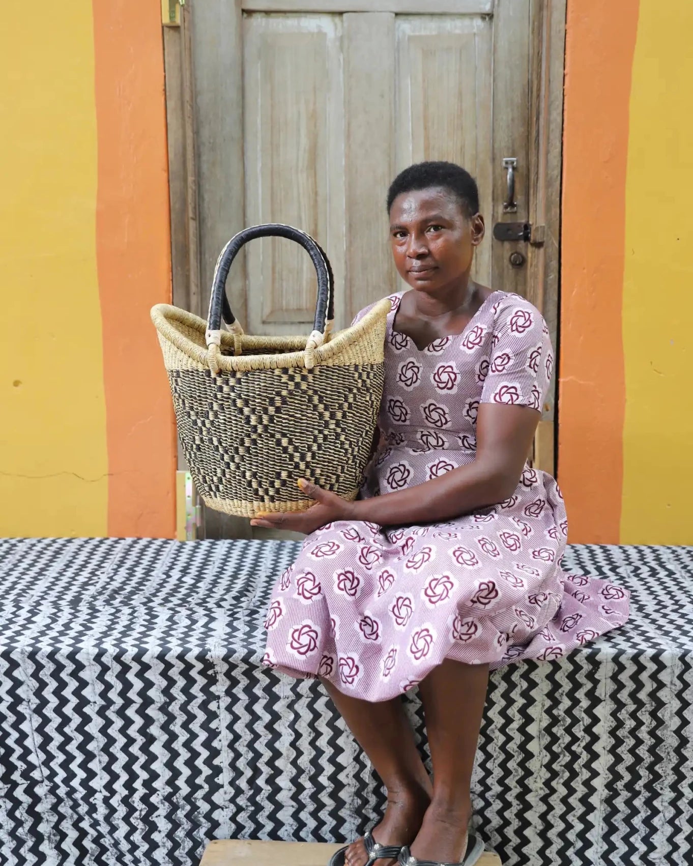 Medium Nyariga Shopping Basket handwoven in Ghana
