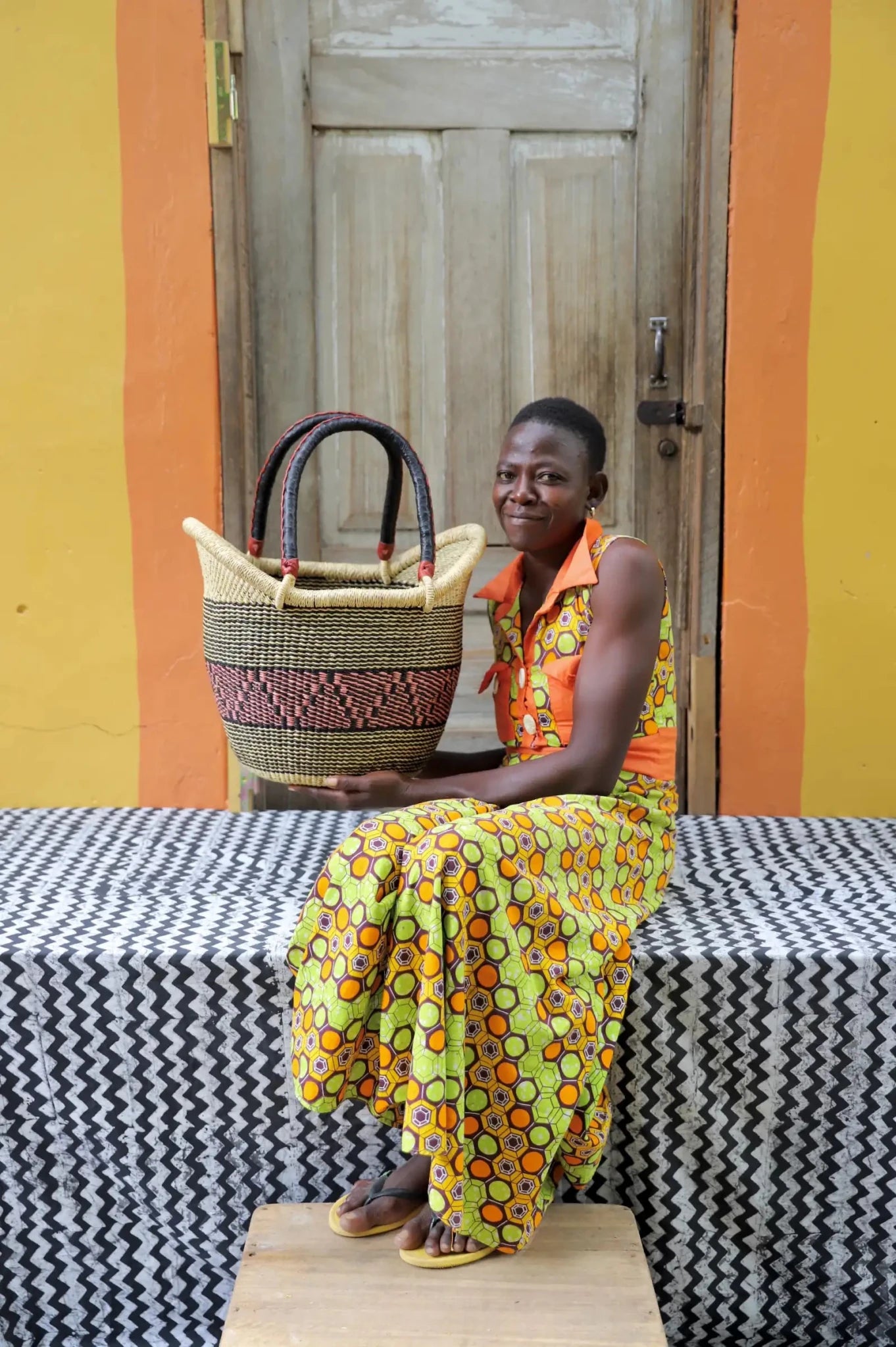 Medium Nyariga Shopping Basket handwoven in Ghana