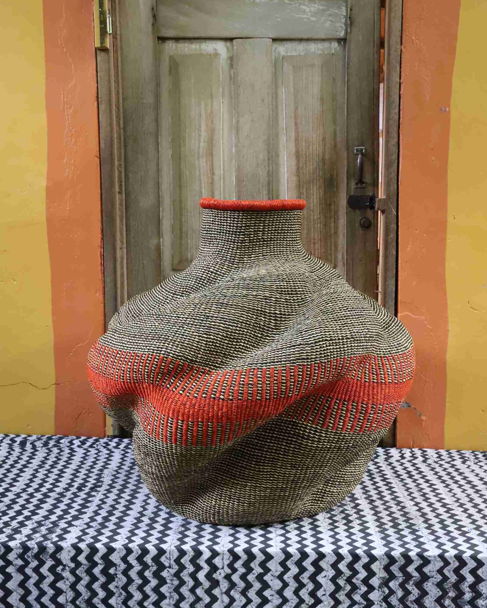 De-engo handwoven art basket, large, showing detail of woven structure