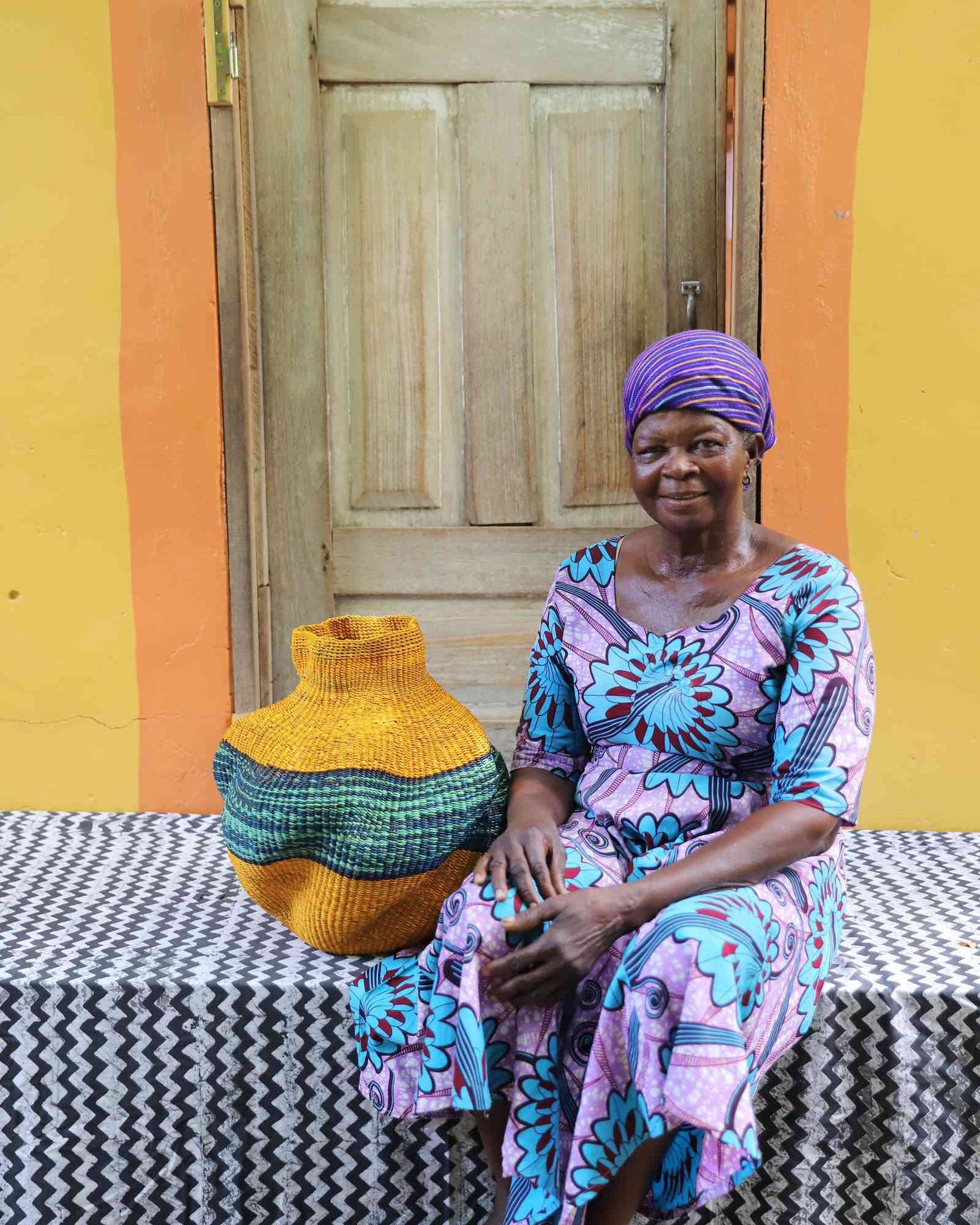 Small Yoomelingah-yure sculptural Bolga basket styled as home Décor piece