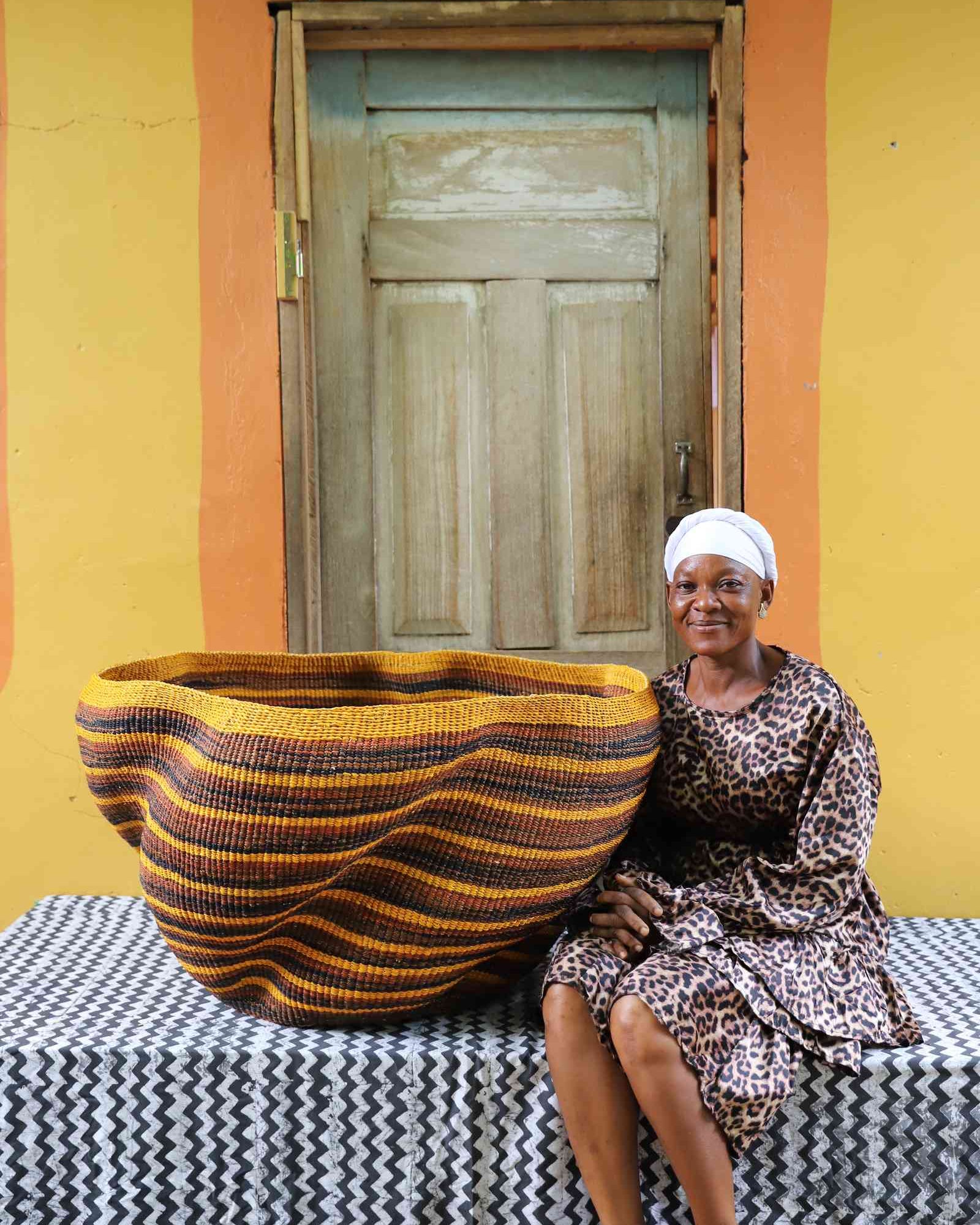 Giant Wave handwoven African art basket styled as a home Décor statement