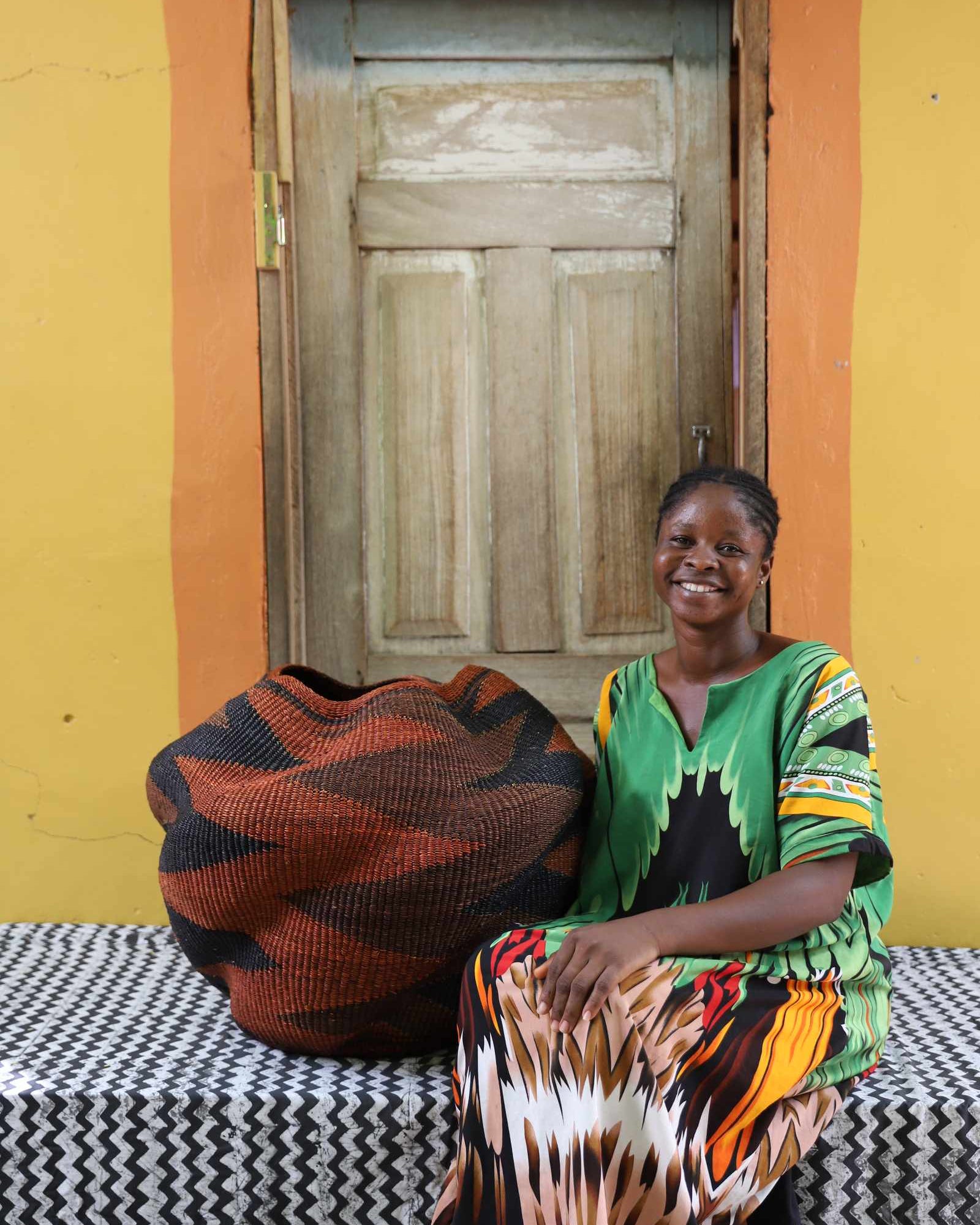 Ayeratukko handwoven African art basket displayed as home Décor