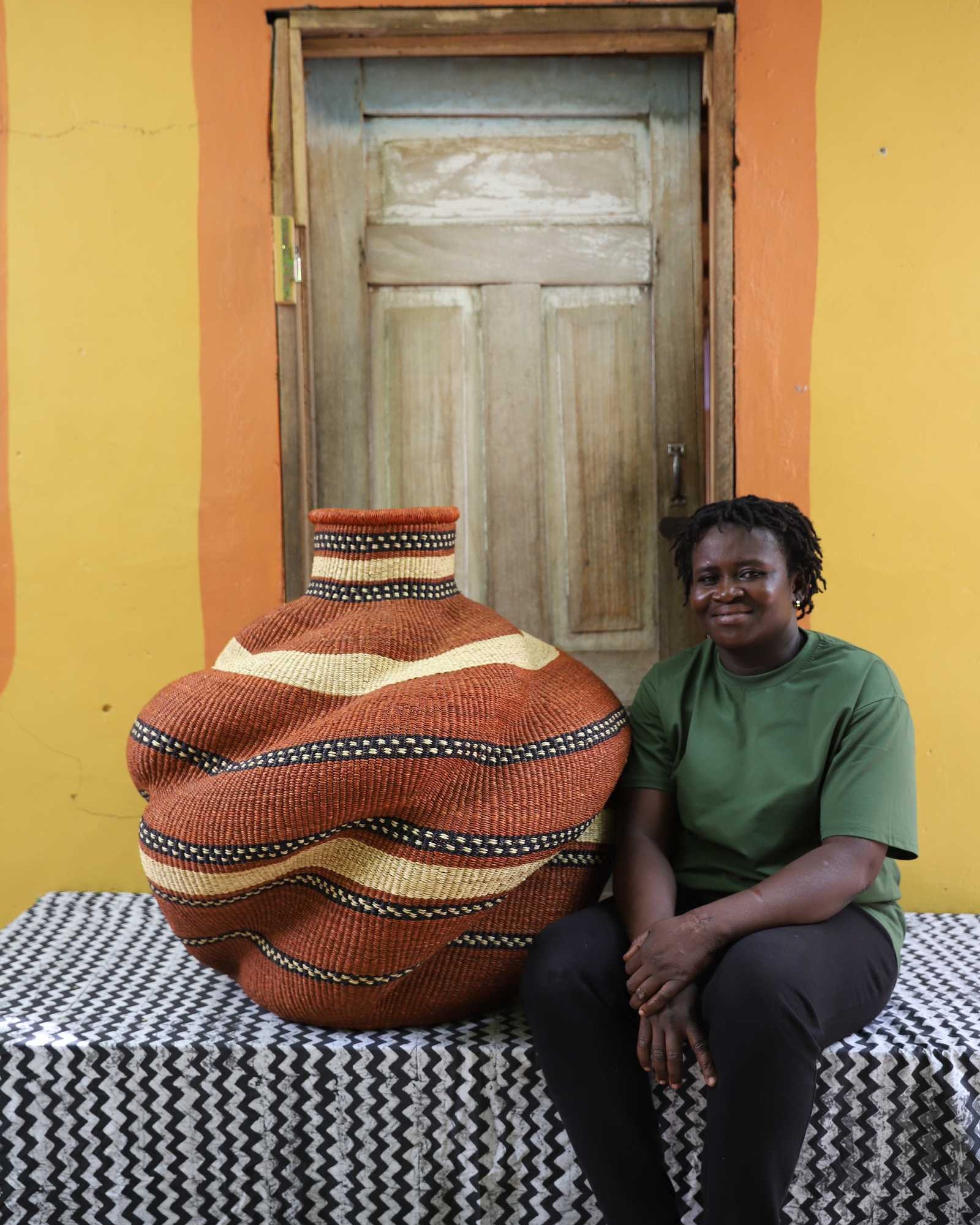 De-engo large handwoven African art basket displayed as home Décor