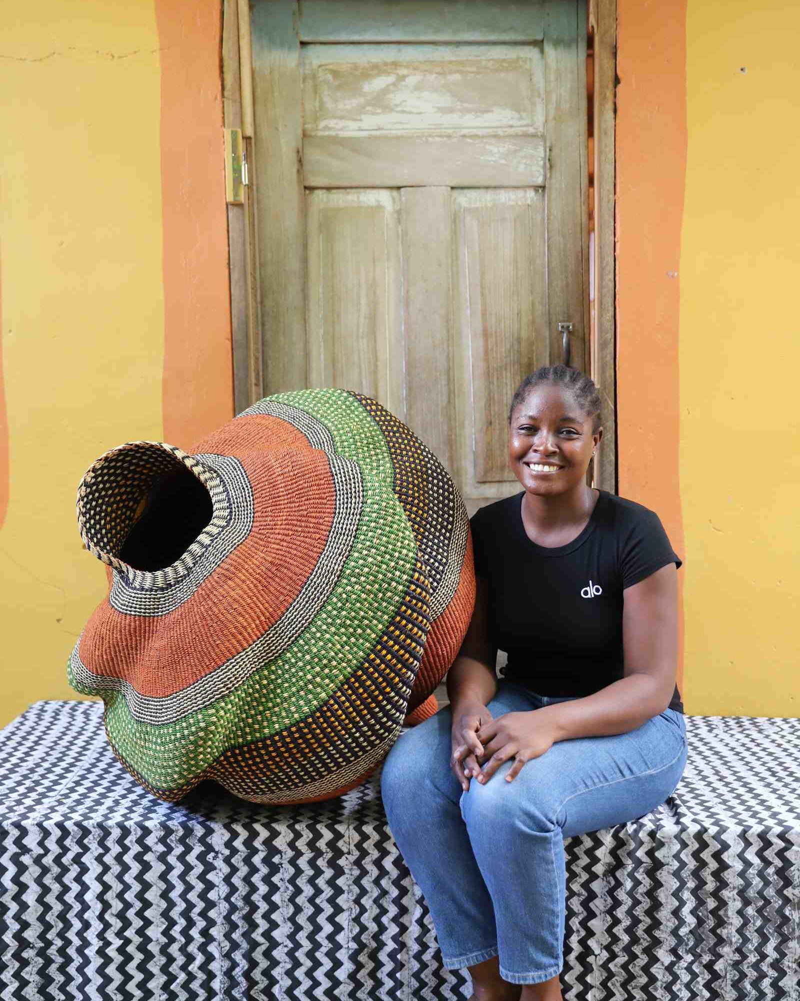 Katayeli-tia large conch-shaped handwoven basket as bold home Décor