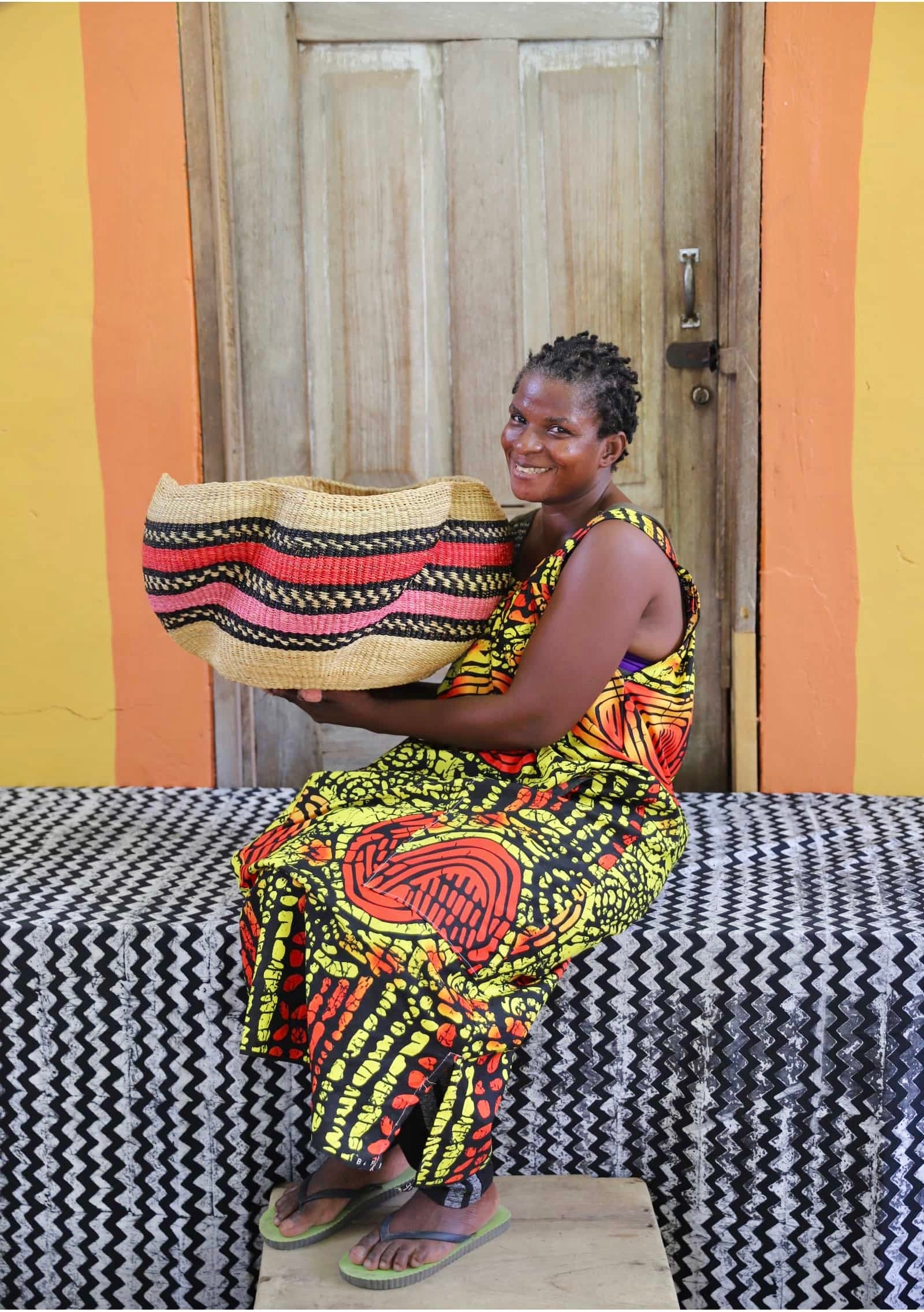 Pakurigo Wave  Home  Décor Basket (Large) by Mary Anaba