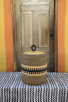 Handwoven Elephant Grass Laundry Basket with Lid, Small - The Baba Tree Basket Company