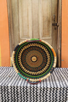 Woven Tray Wall Decor (Small) by The Baba Tree. Premium elephant grass tray with leather handles. Bolgatanga artisan craftsmanship.