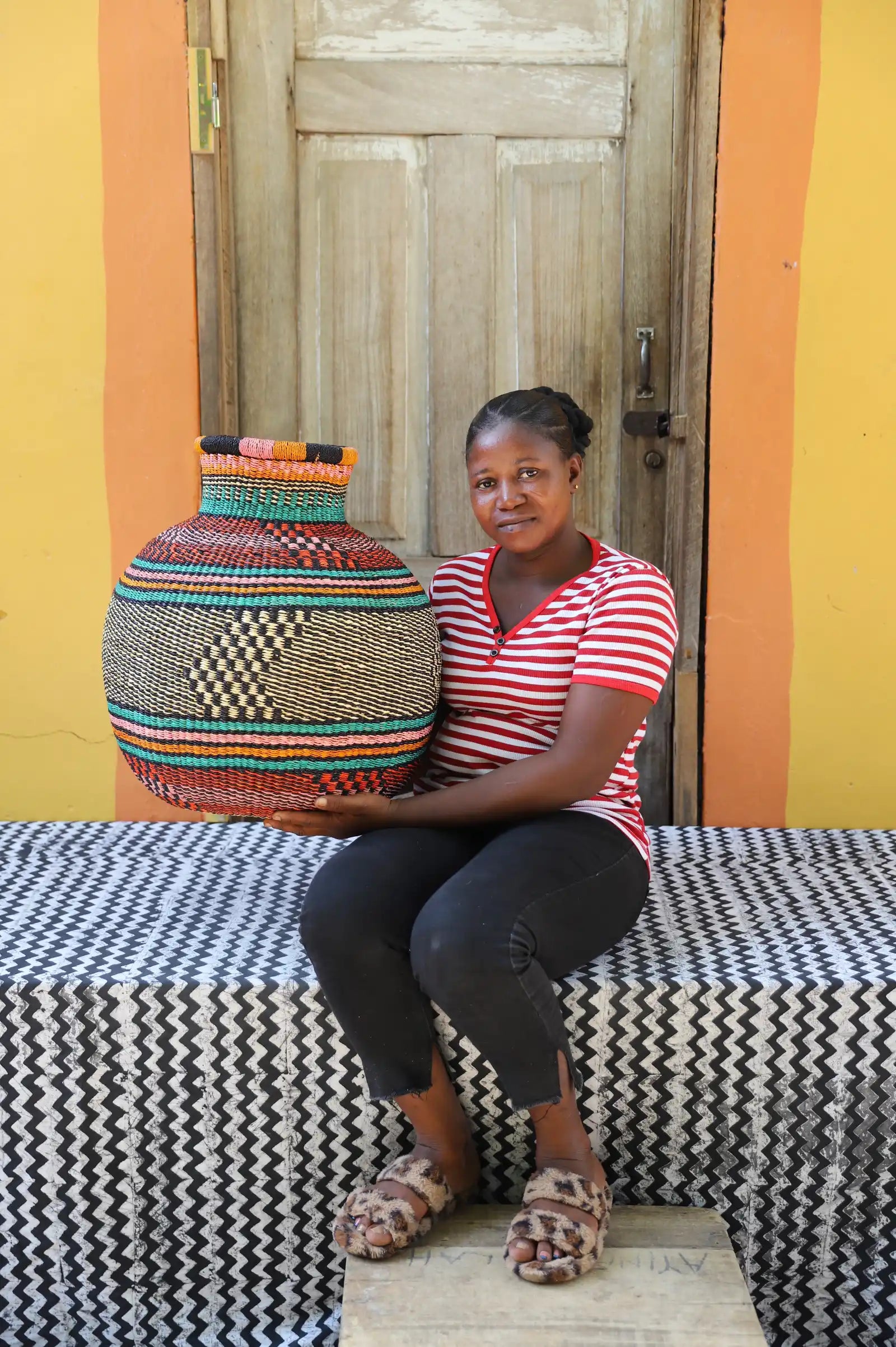 Jemima 10 Cows Dècor Basket (Large) by Hilda Adongo