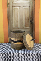 Handwoven Elephant Grass Laundry Basket with Lid, Small - The Baba Tree Basket Company