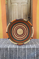 Woven Tray Wall Decor (Large) by The Baba Tree. Premium elephant grass tray with leather handles. Bolgatanga artisan craftsmanship.
