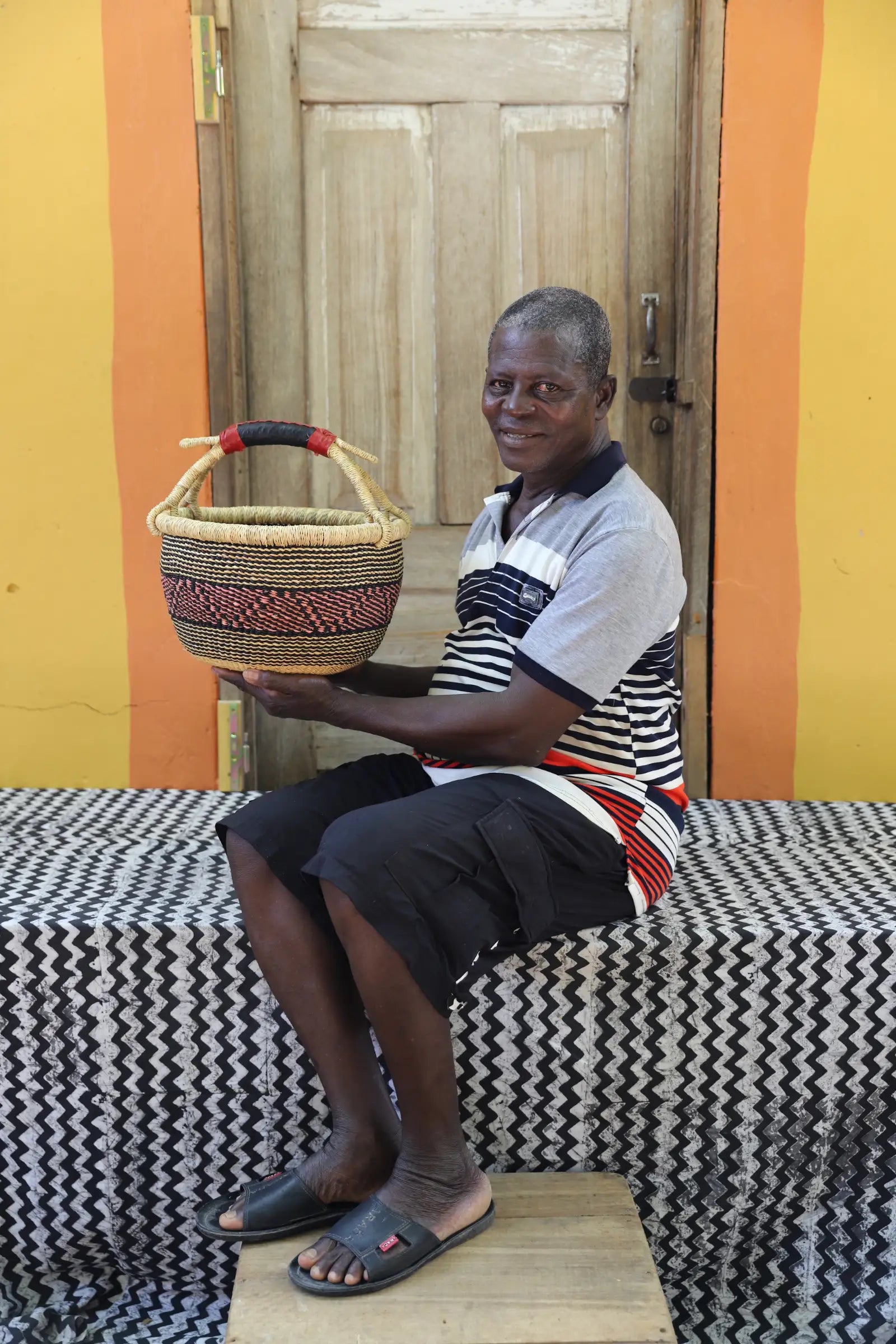 Round Shopping  Basket (Small) by Baba Abe-enge