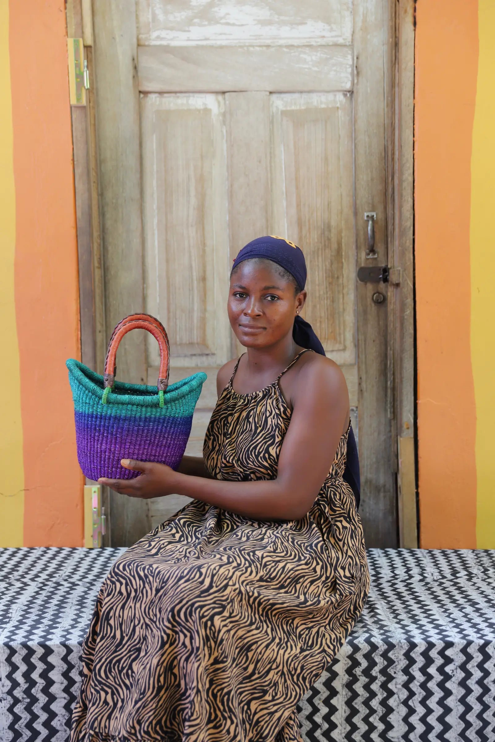 Nyariga Dip Dyed Basket (Tiny) by Joyce Adagaam