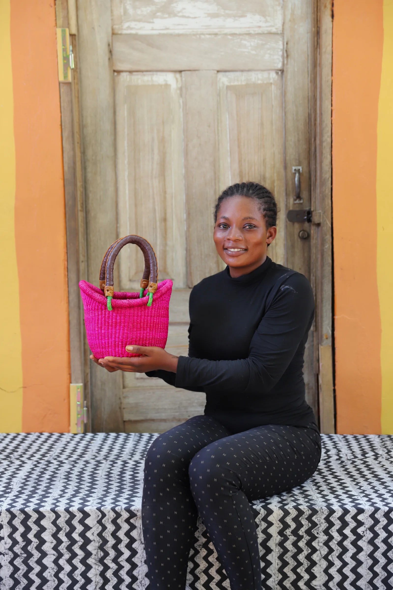 Nyariga Dip Dyed Basket (Tiny) by Sophia Adagaam