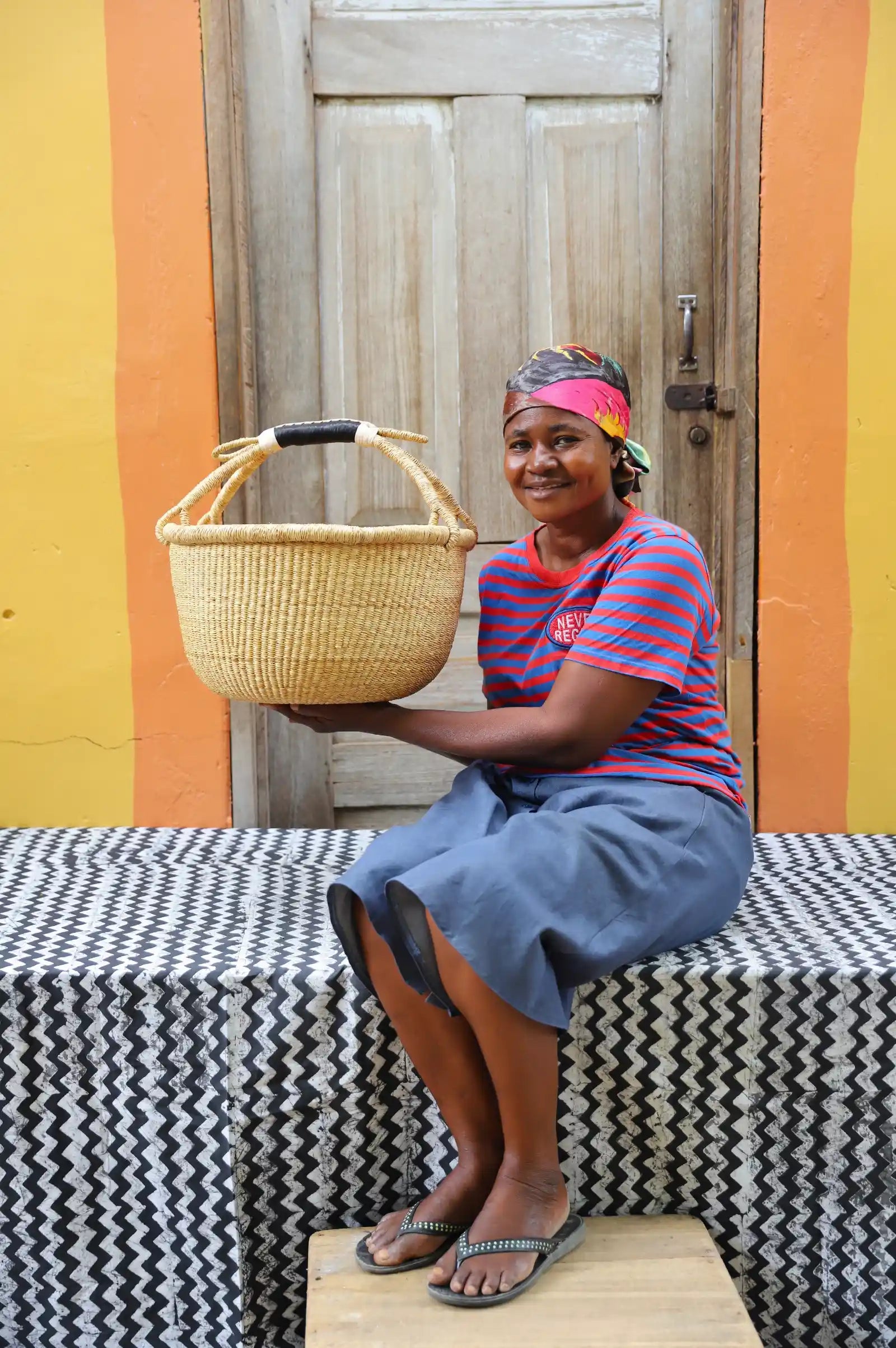 Round Shopping  Basket (Large) by Selina Apasinore