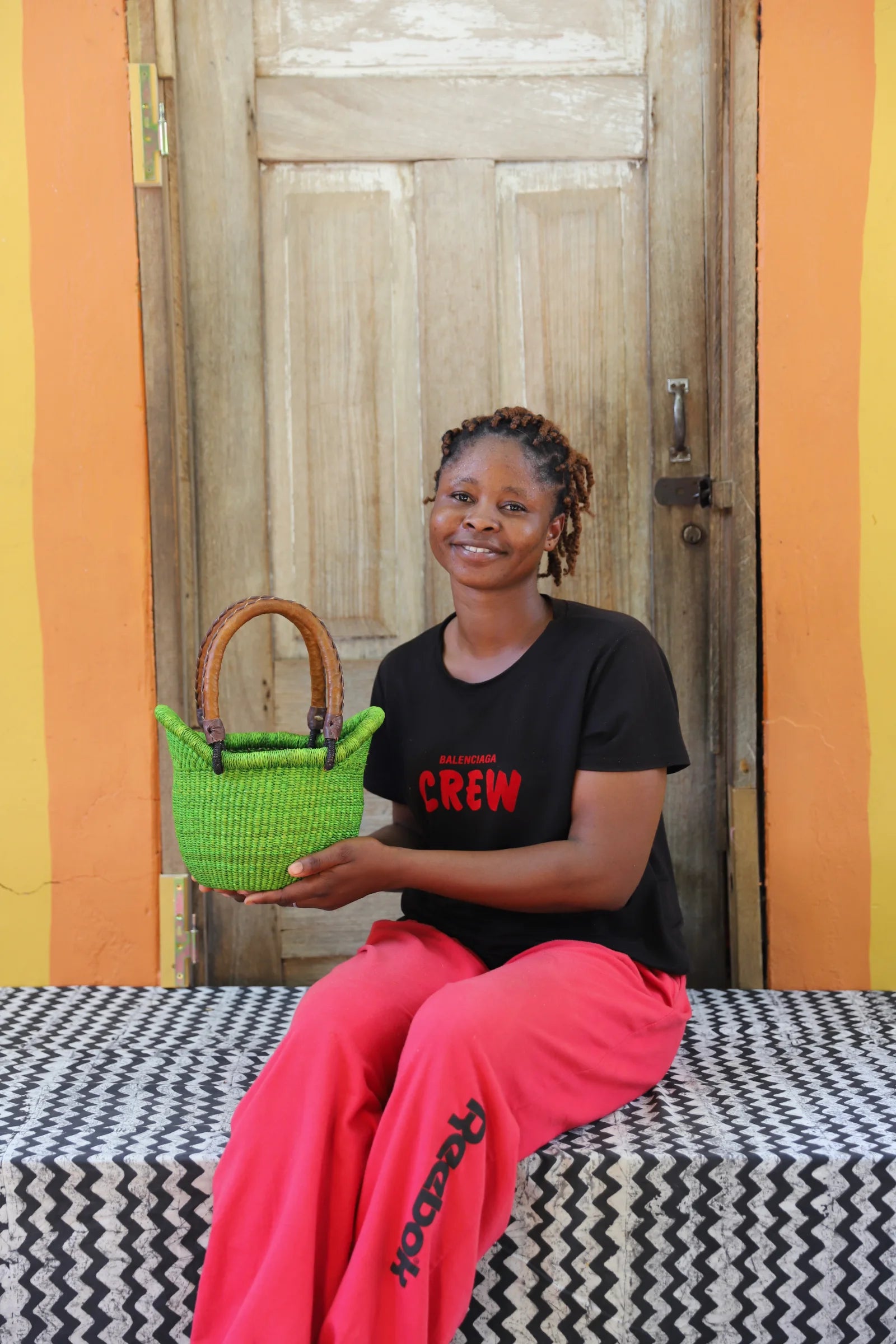 Nyariga Dip Dyed Basket (Tiny) by Faustina Abeene