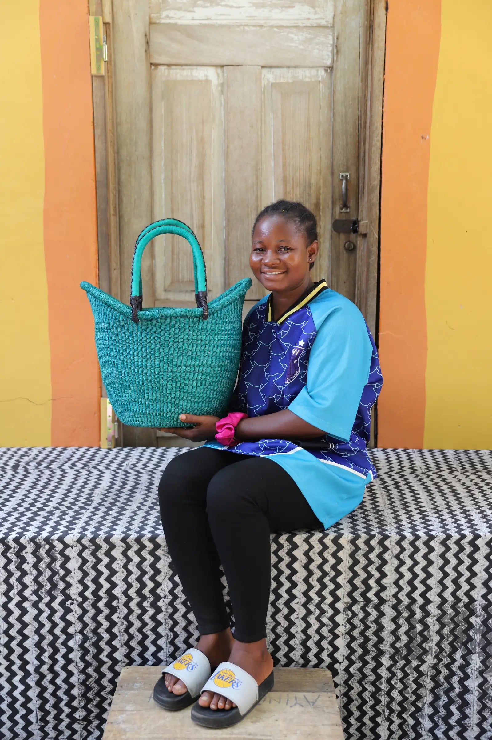 Nyariga Dip-dyed Shopping Basket (Medium) by Nmaah Ayine