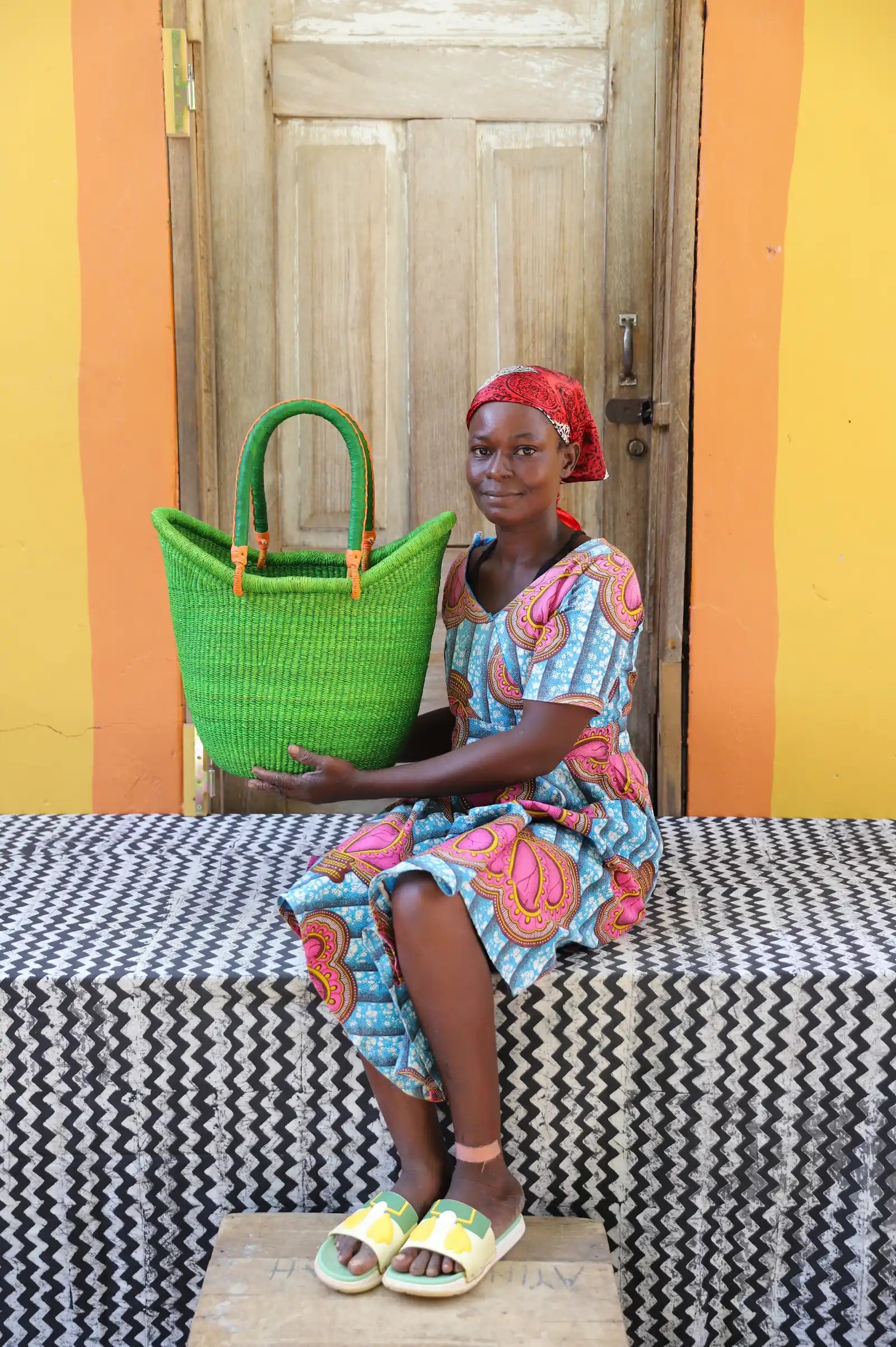 Nyariga Dip-dyed Shopping Basket (Medium) by Mercy Nsoh