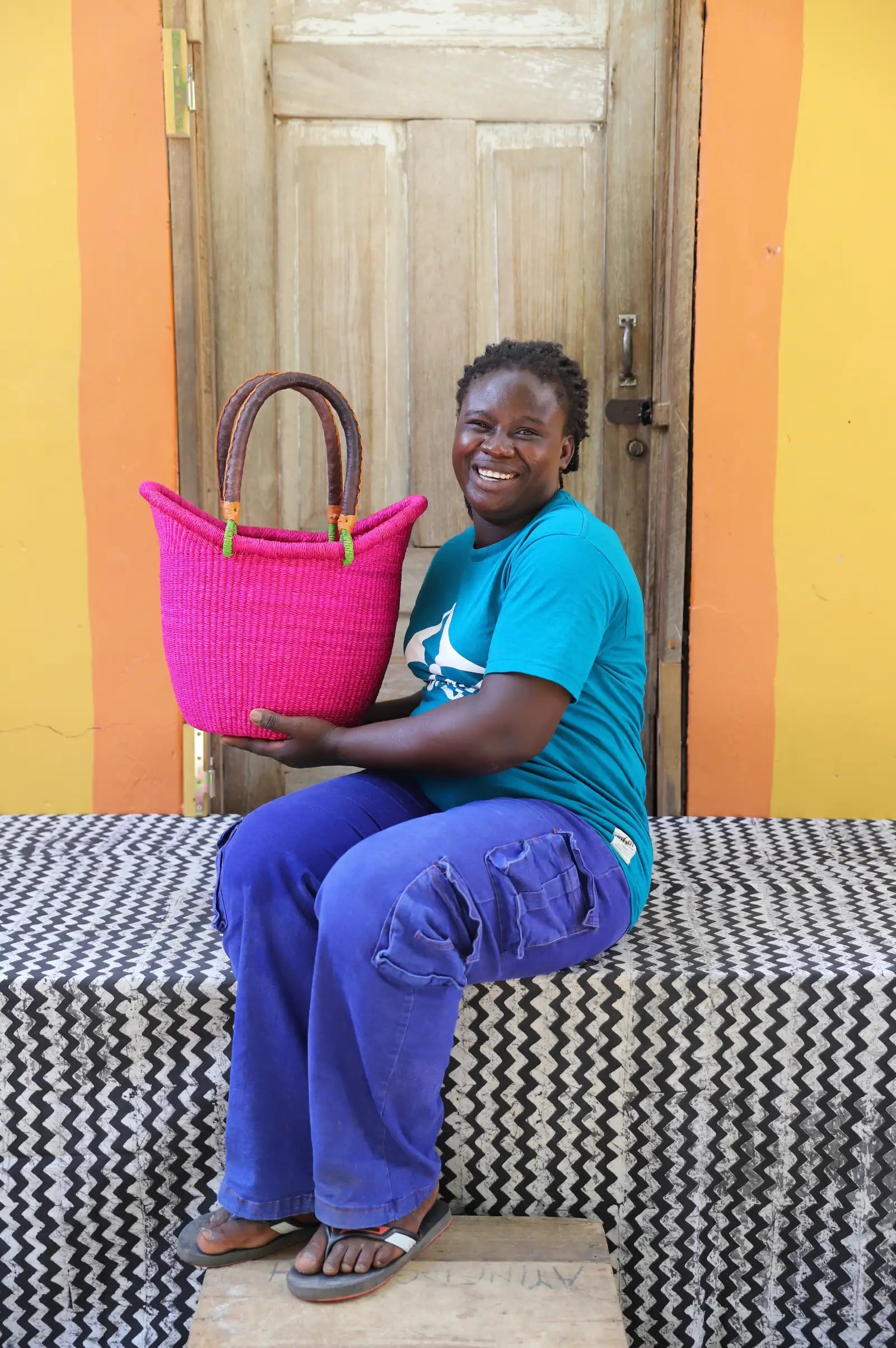 Nyariga Dip-dyed Shopping Basket (Small) by Apika Abisika