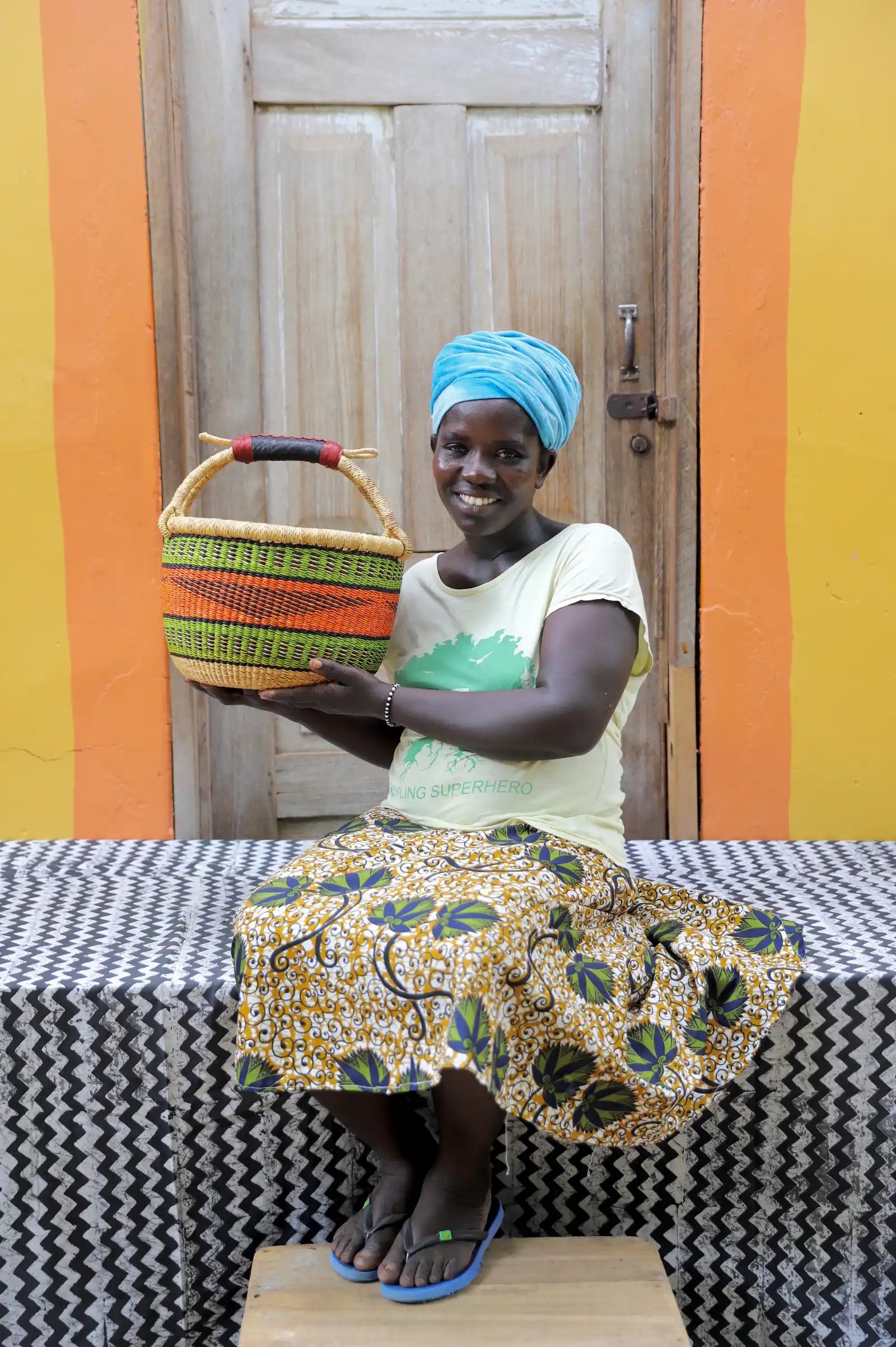 Round Shopping Basket(Small) by Alahere Abentara