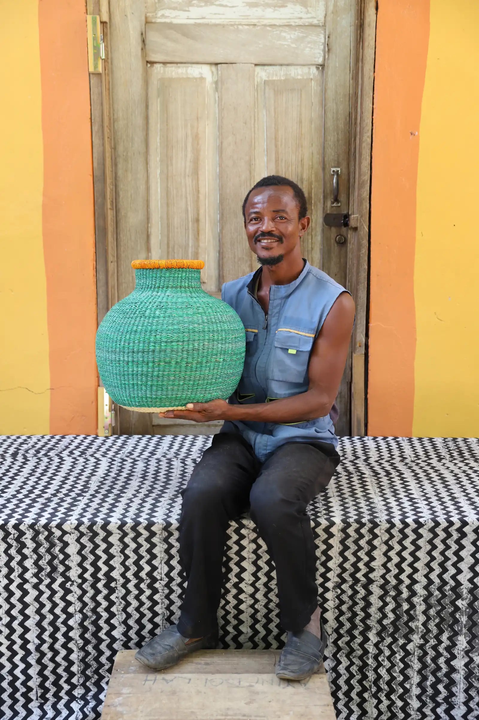 Jemima 10 Cows Dècor Basket (Medium) by Benjamin Atiah