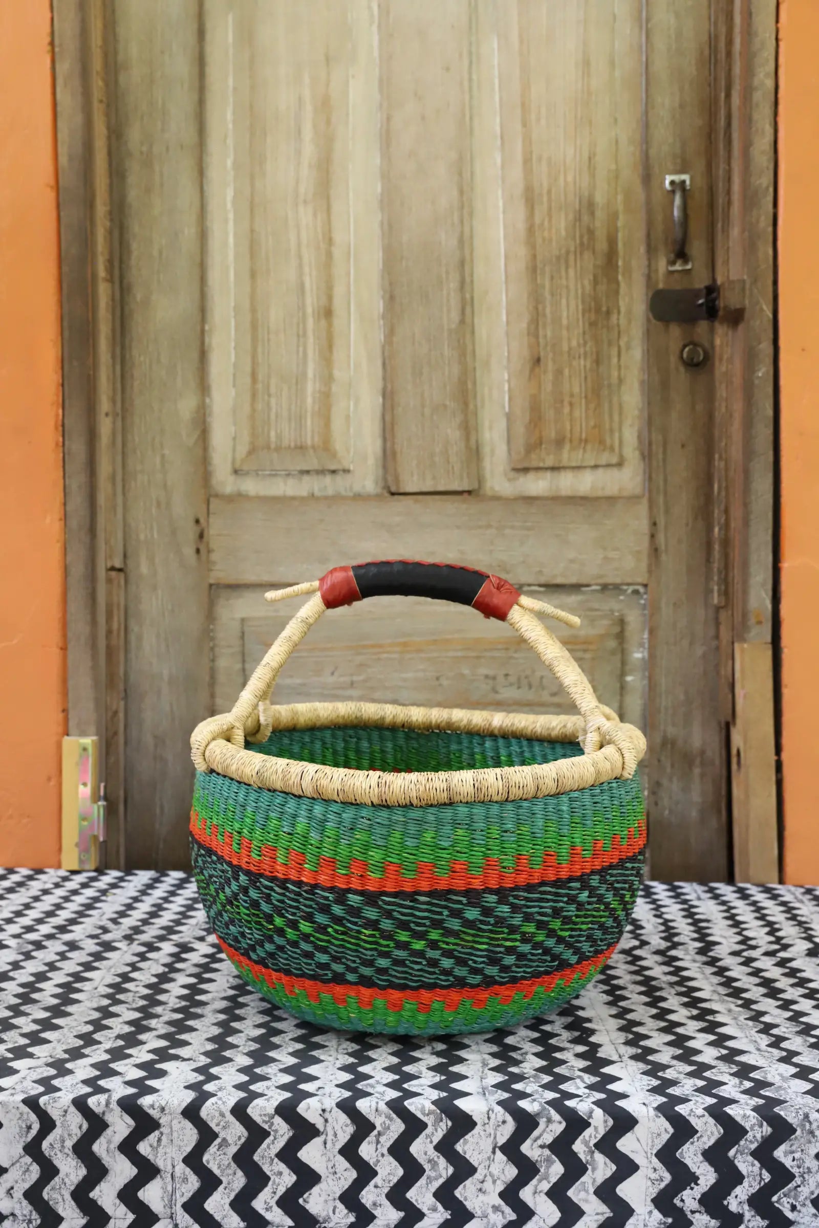 Round Shopping  Basket (Large) by Hilda Adongo