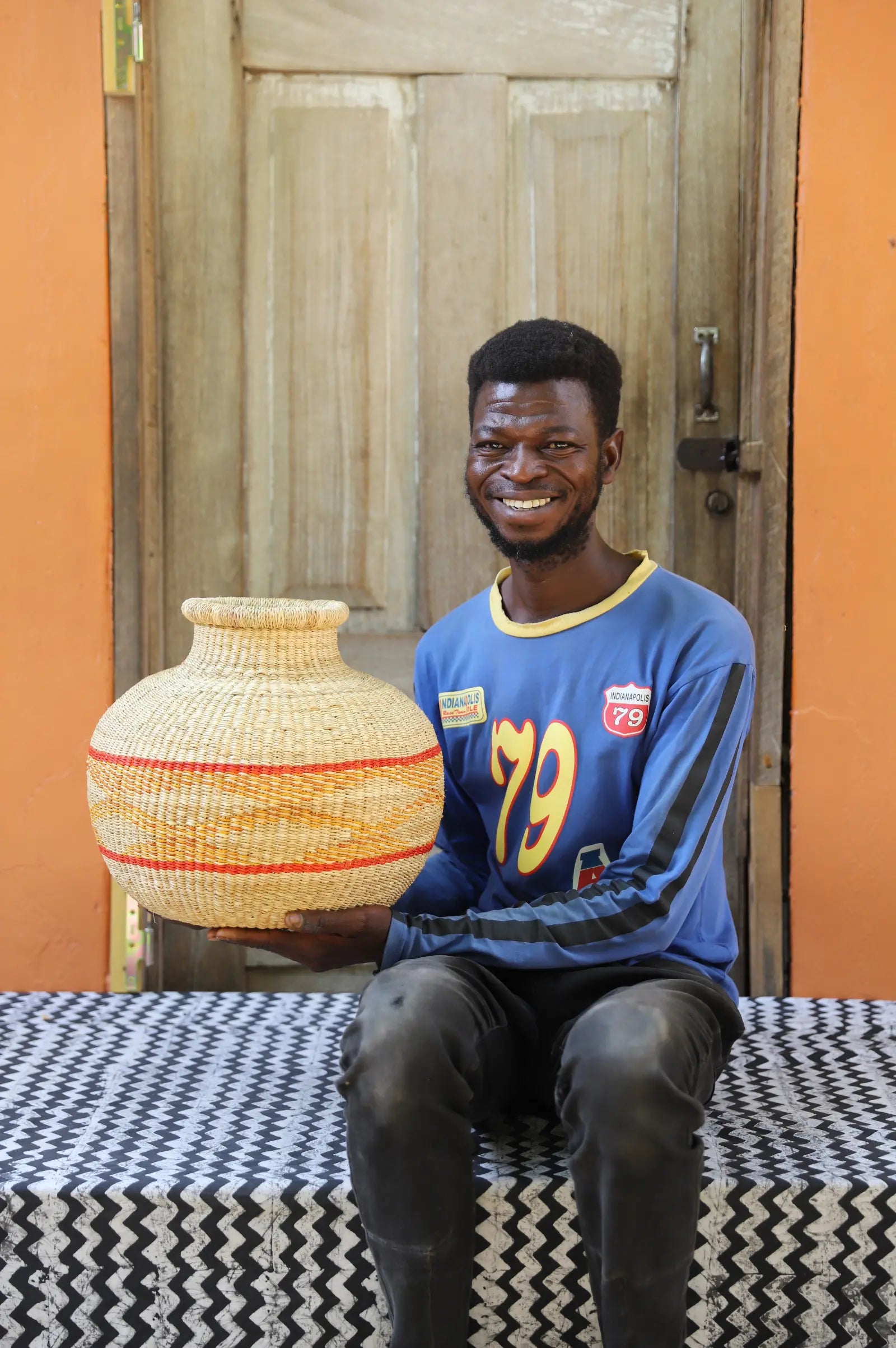 Jemima 10 Cows Dècor Basket (Medium) by Richmond Amenbire