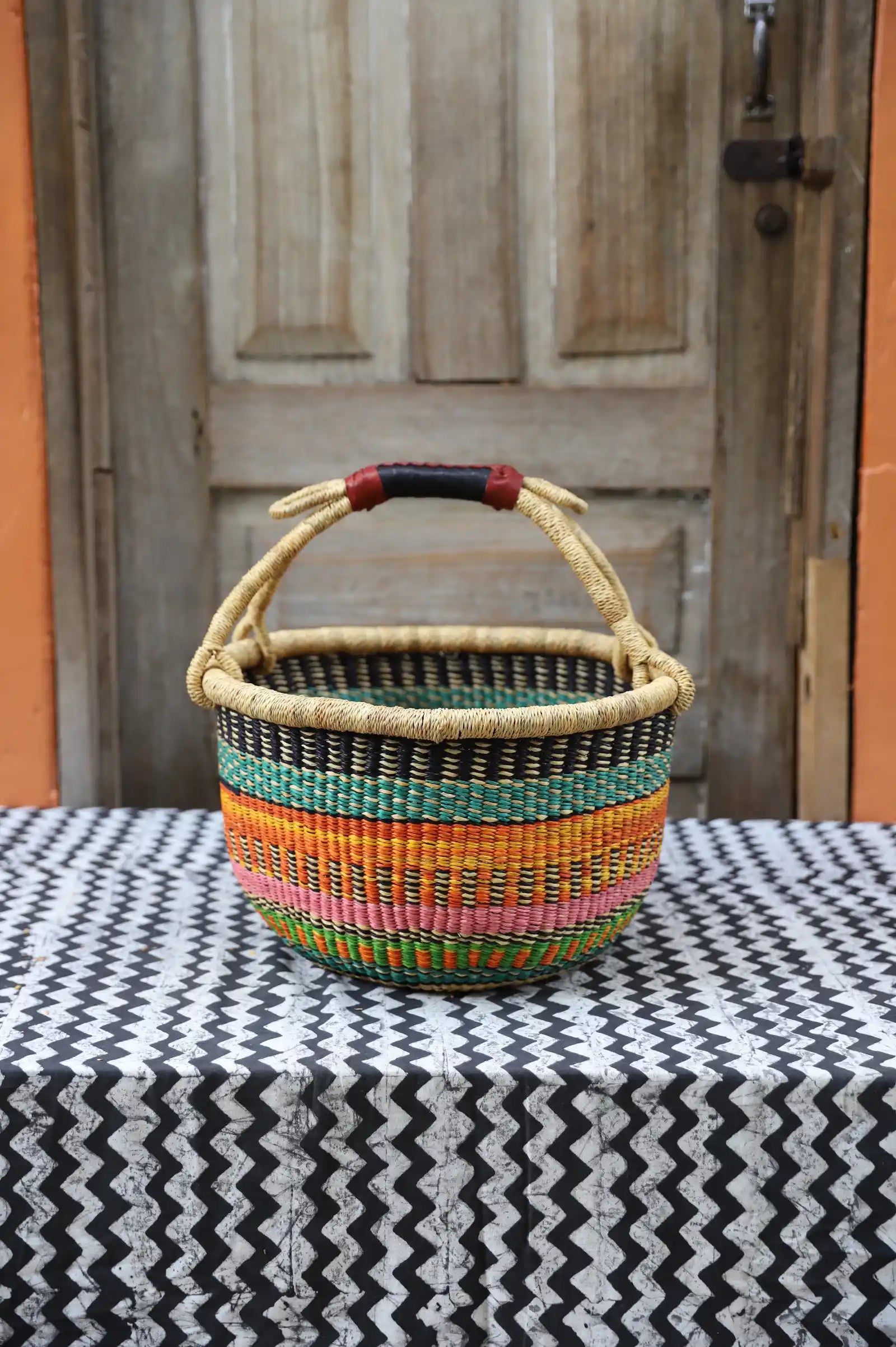 Round Shopping  Basket (Large) by Grace Adongo