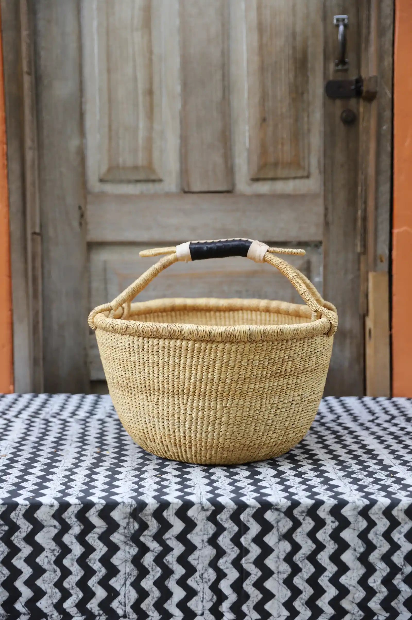 Round Shopping  Basket (Large) by Faustina Abeene