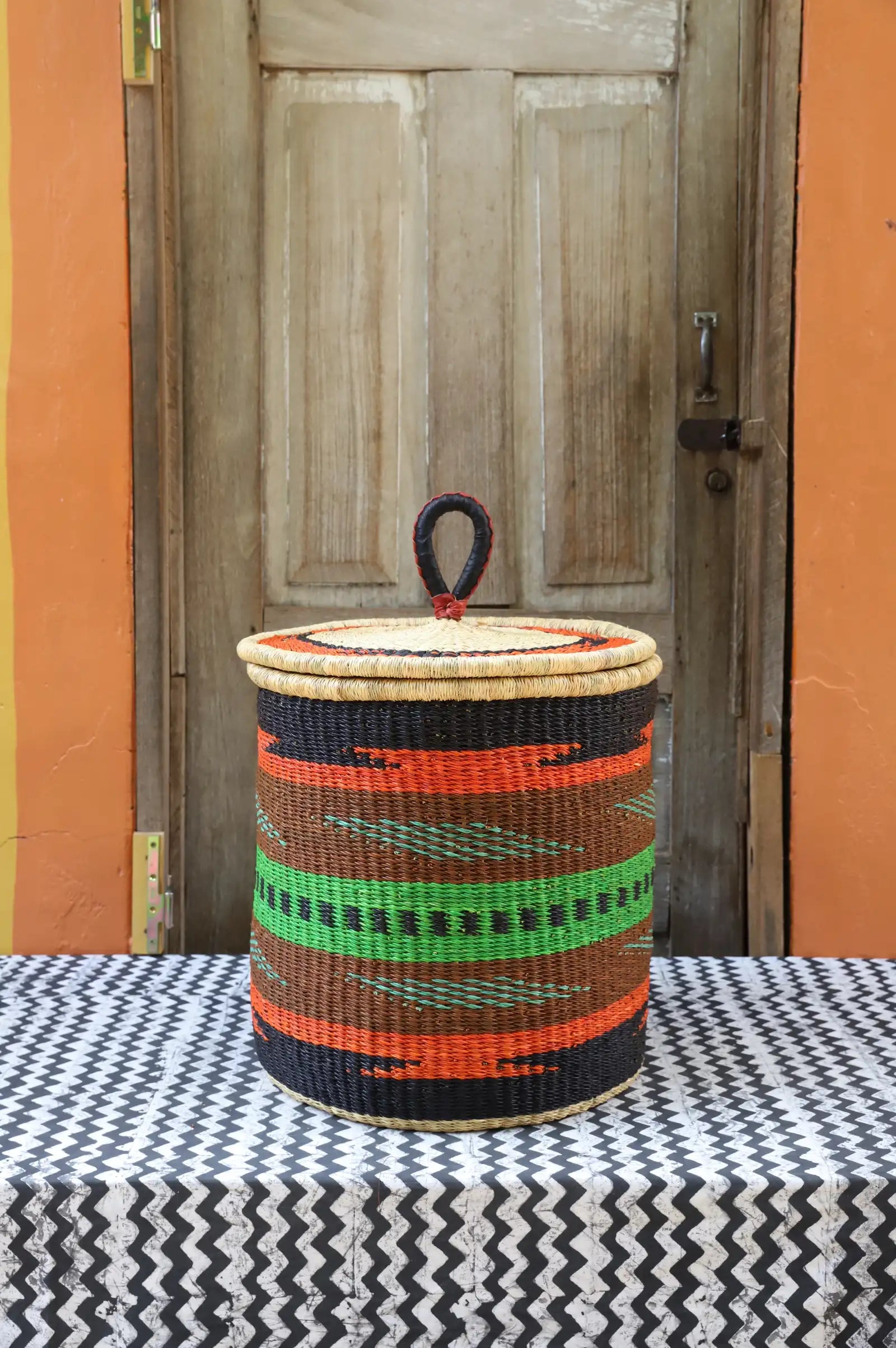 Lidded Laundry Basket with Coil (Small) by Vida Nyaabire