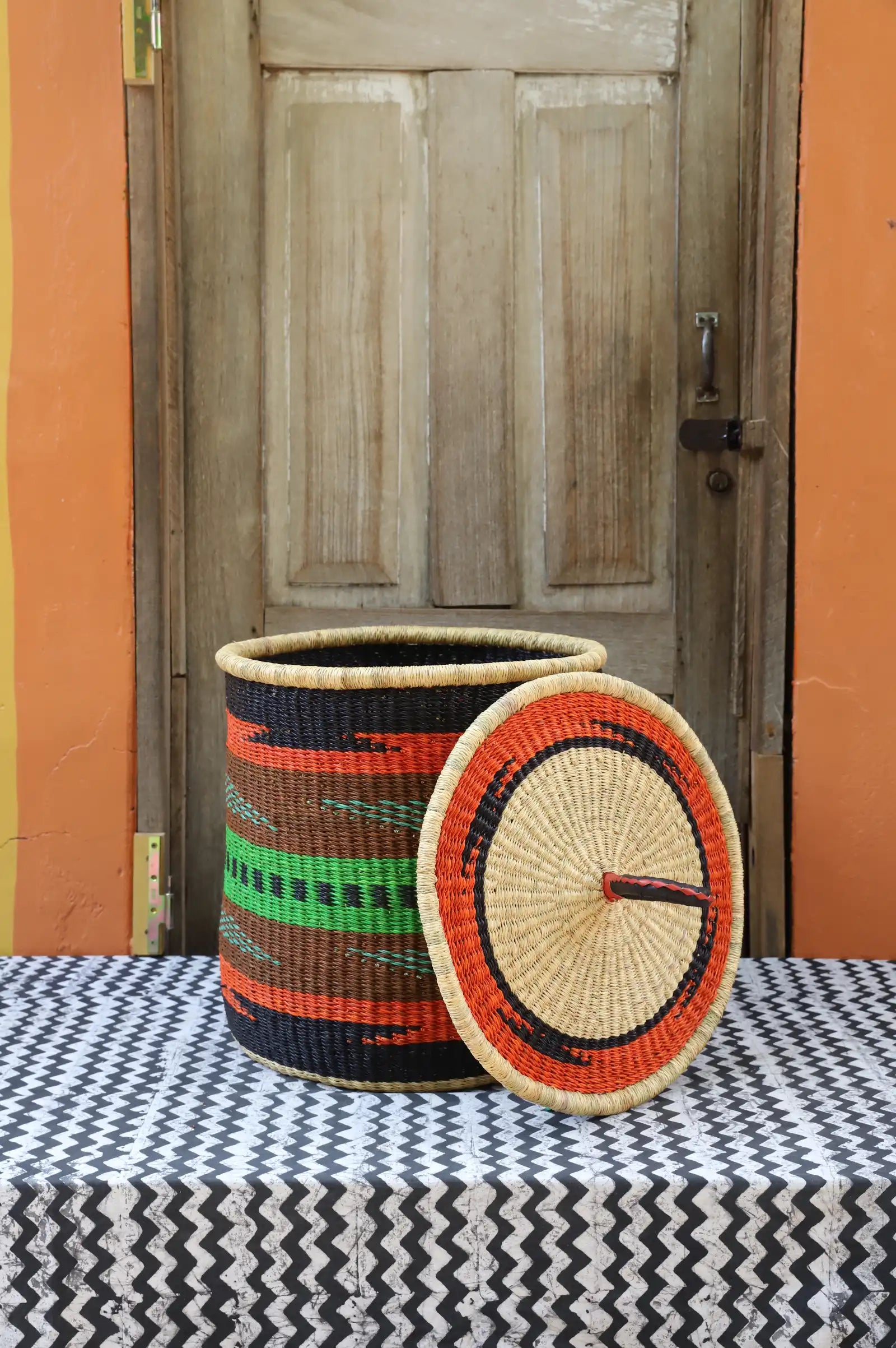 Lidded Laundry Basket with Coil (Small) by Vida Nyaabire
