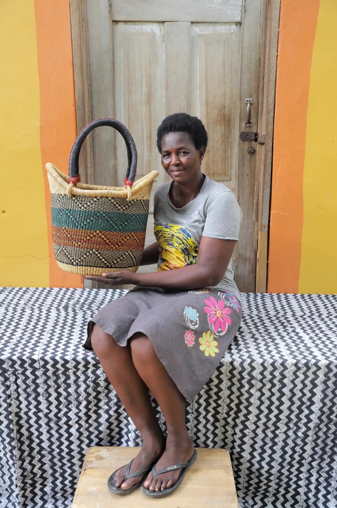 Medium Nyariga Shopping Basket handwoven in Ghana