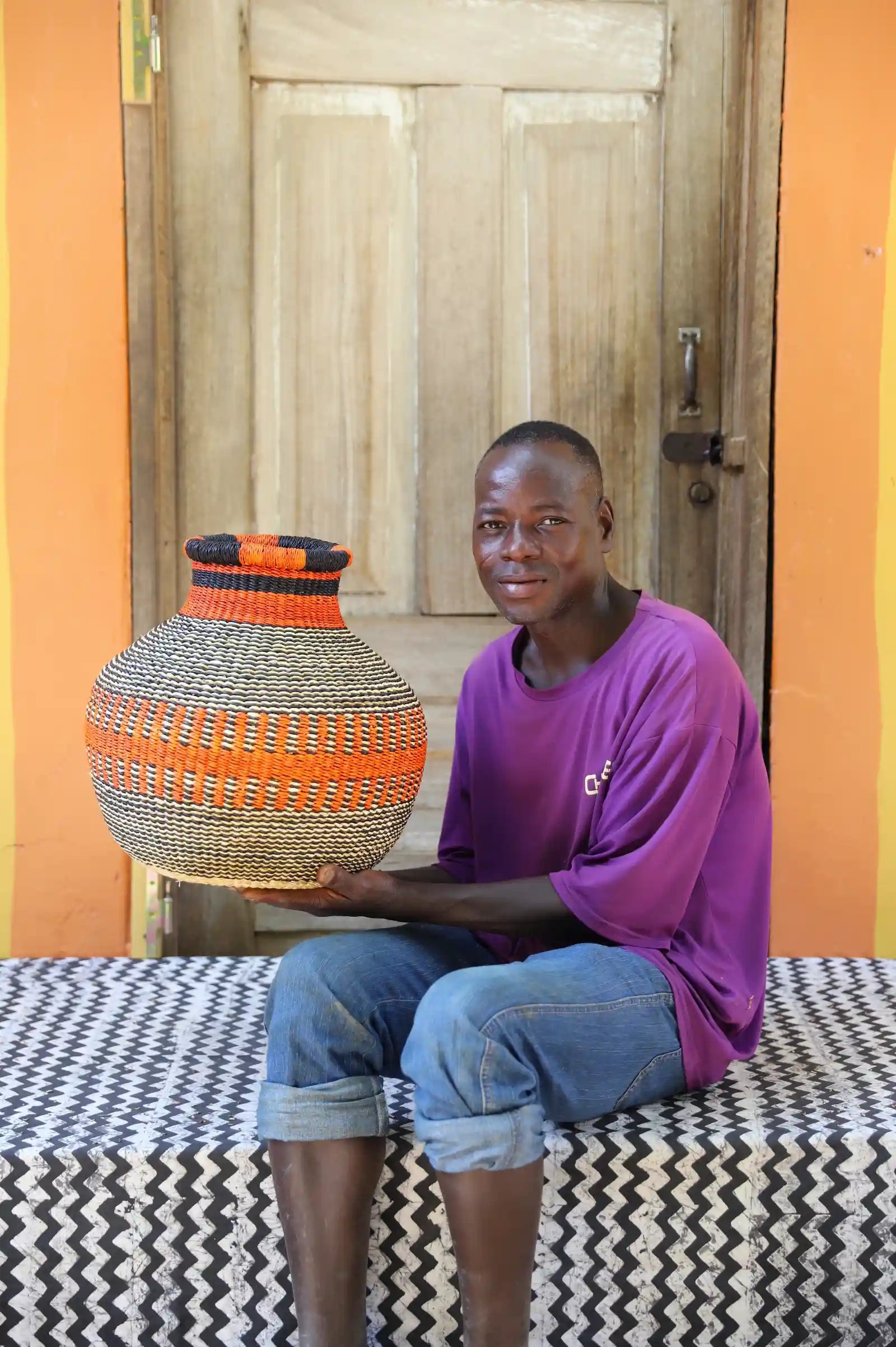 Jemima 10 Cows Dècor Basket (Medium) by Peter Abentara