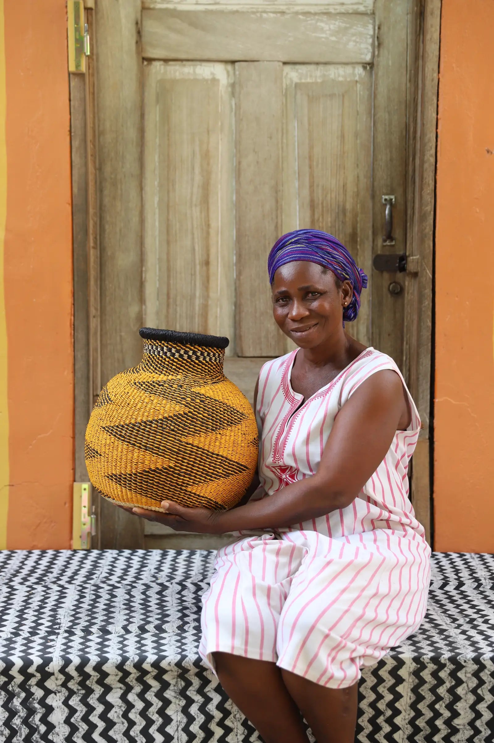 Jemima 10 Cows Dècor Basket (Medium) by Nsohmah Ayine