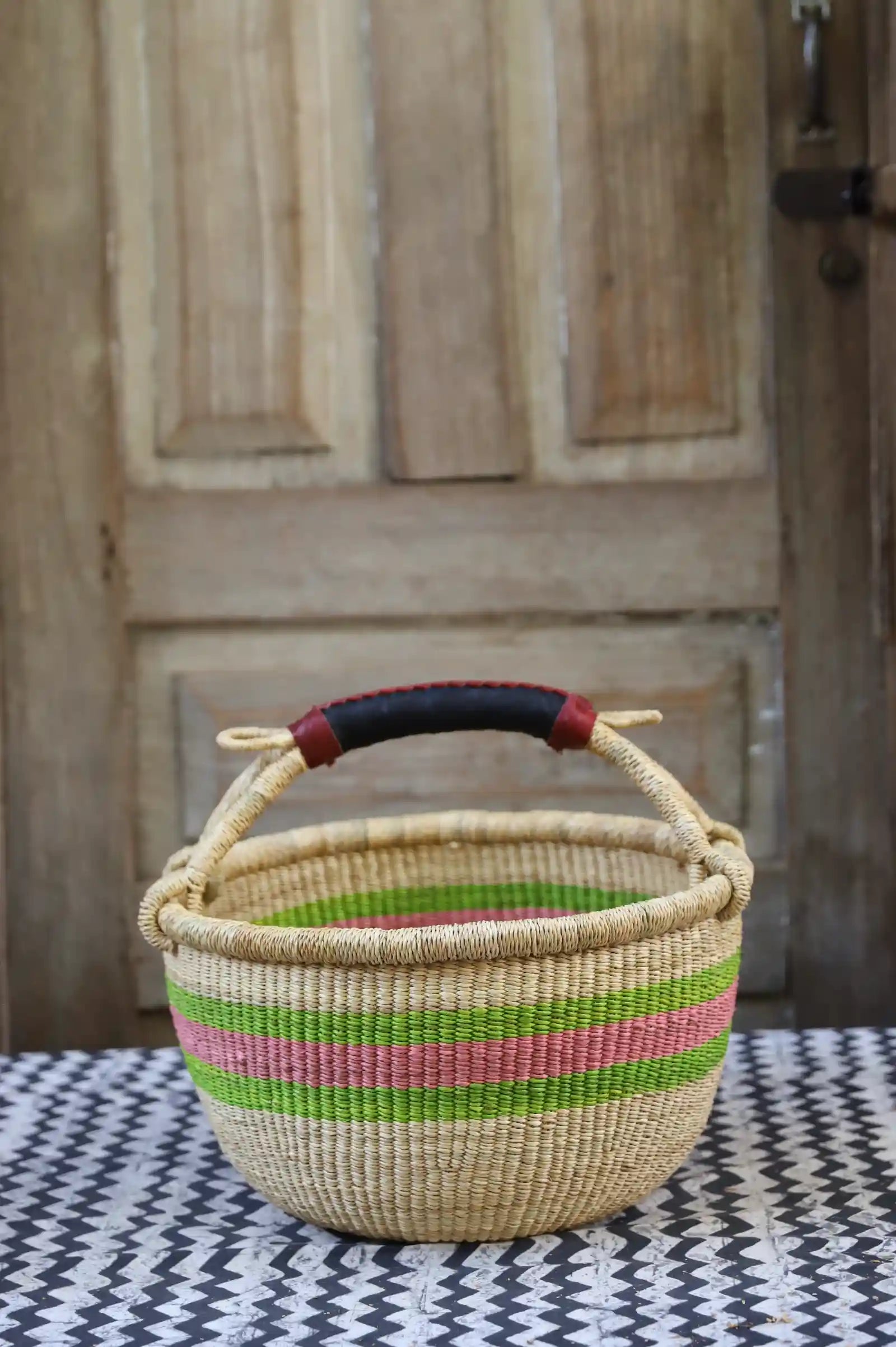 Round Shopping  Basket (Medium) by Joyce Adagaam