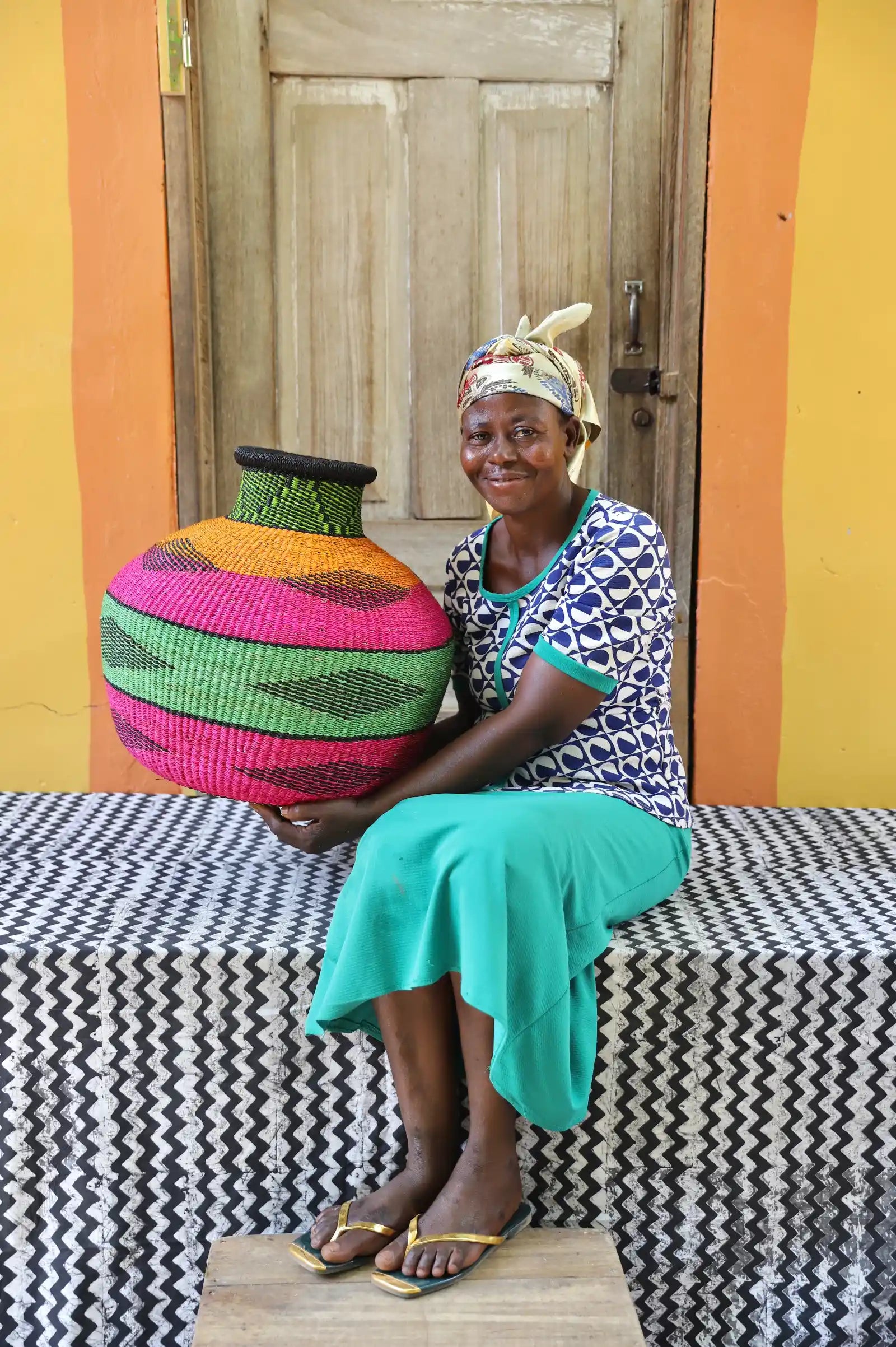 Jemima 10 Cows Dècor Basket (Large) by Nyaamah Atingabono