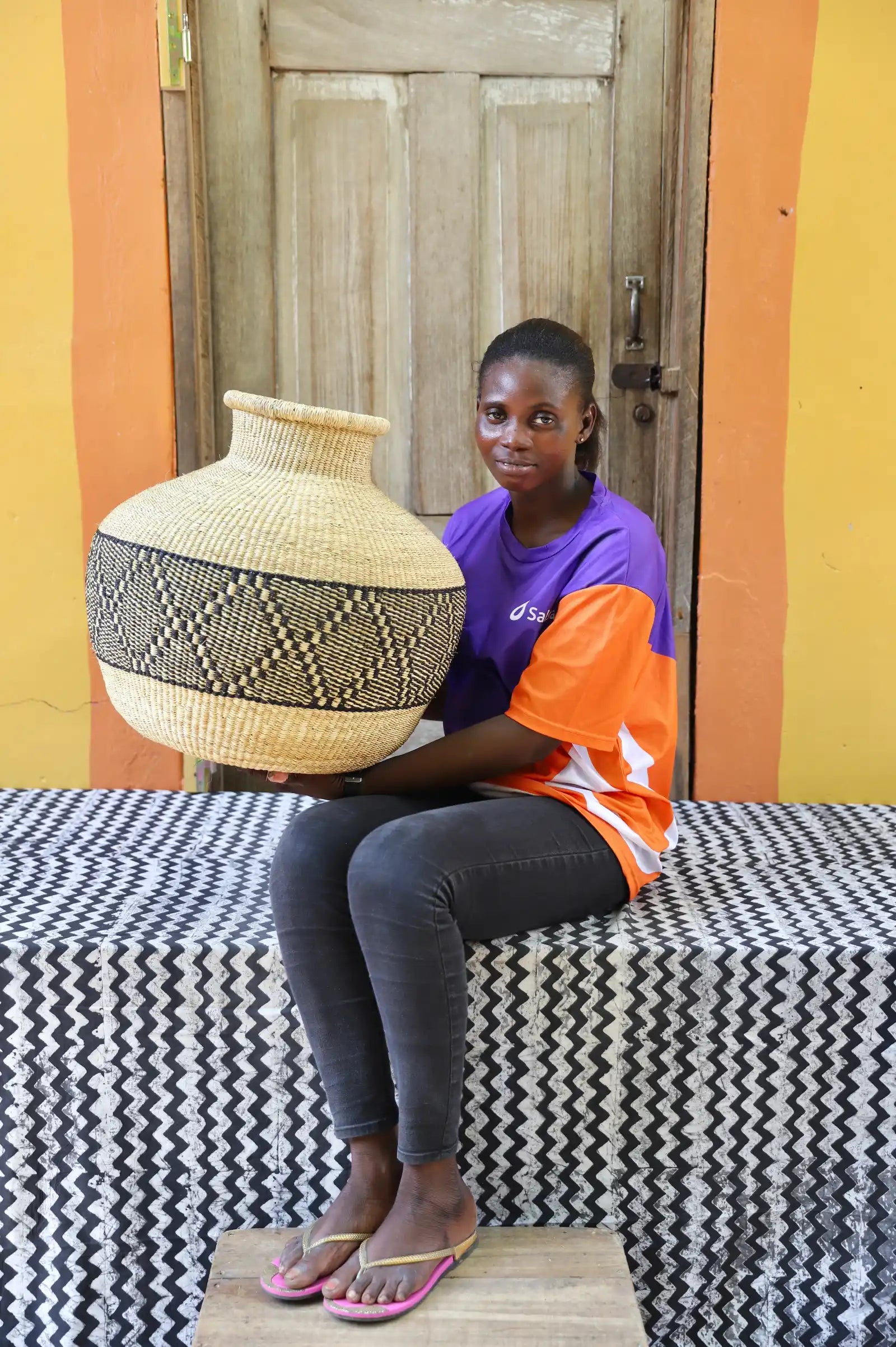 Jemima 10 Cows Dècor Basket (Large) by Modesta Adongo