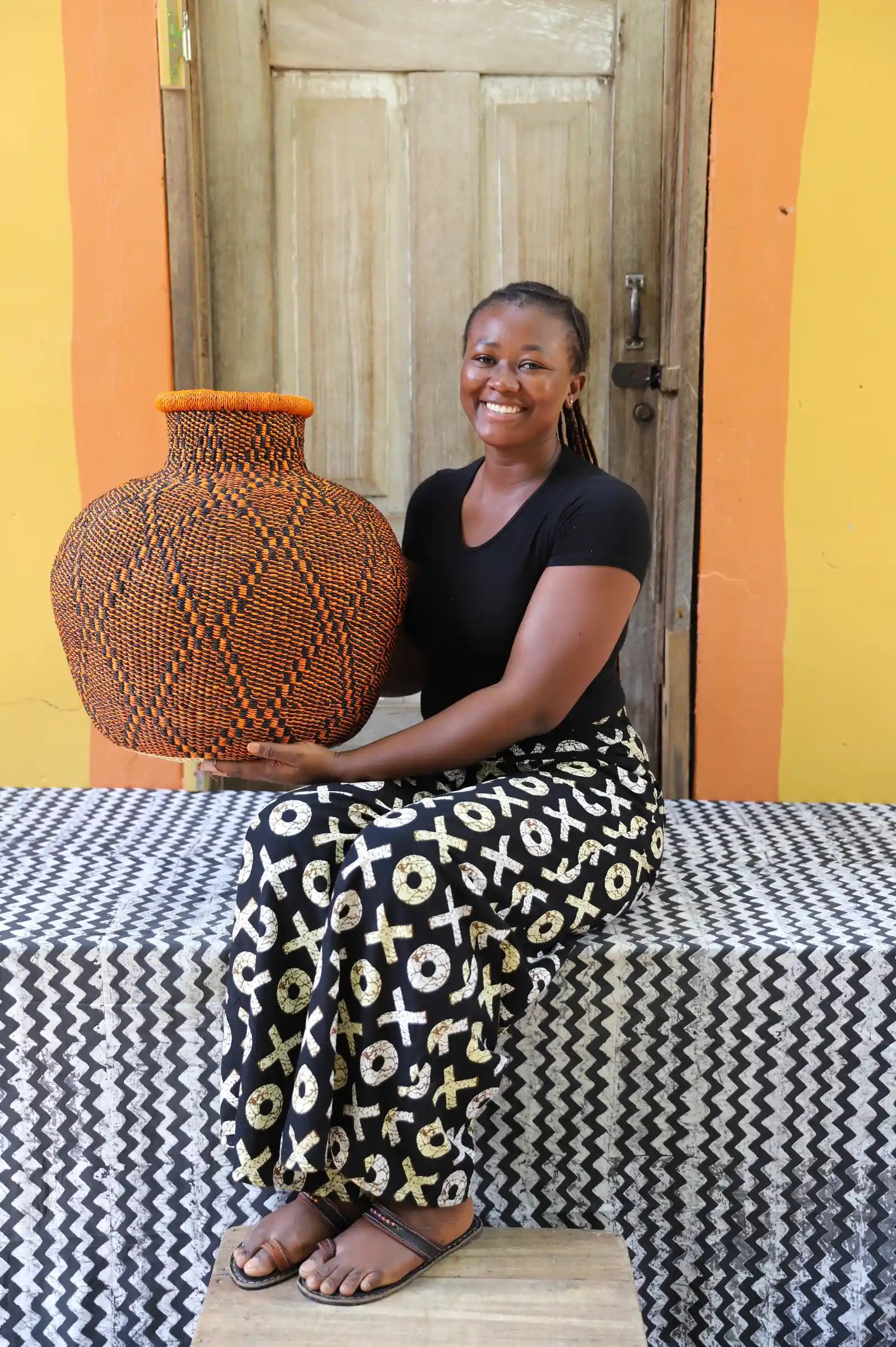 Jemima 10 Cows Dècor Basket (Large) by Mavis Nsohbillah