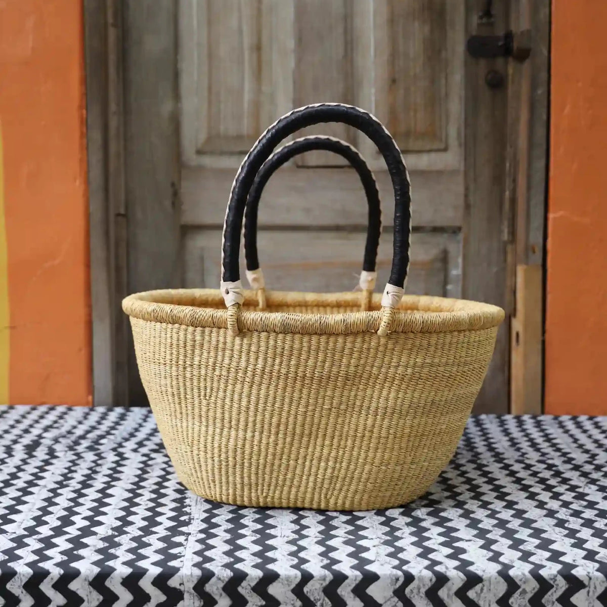 Oval Shopping Basket | Large | Bolgatanga, Ghana – The Baba Tree Basket ...
