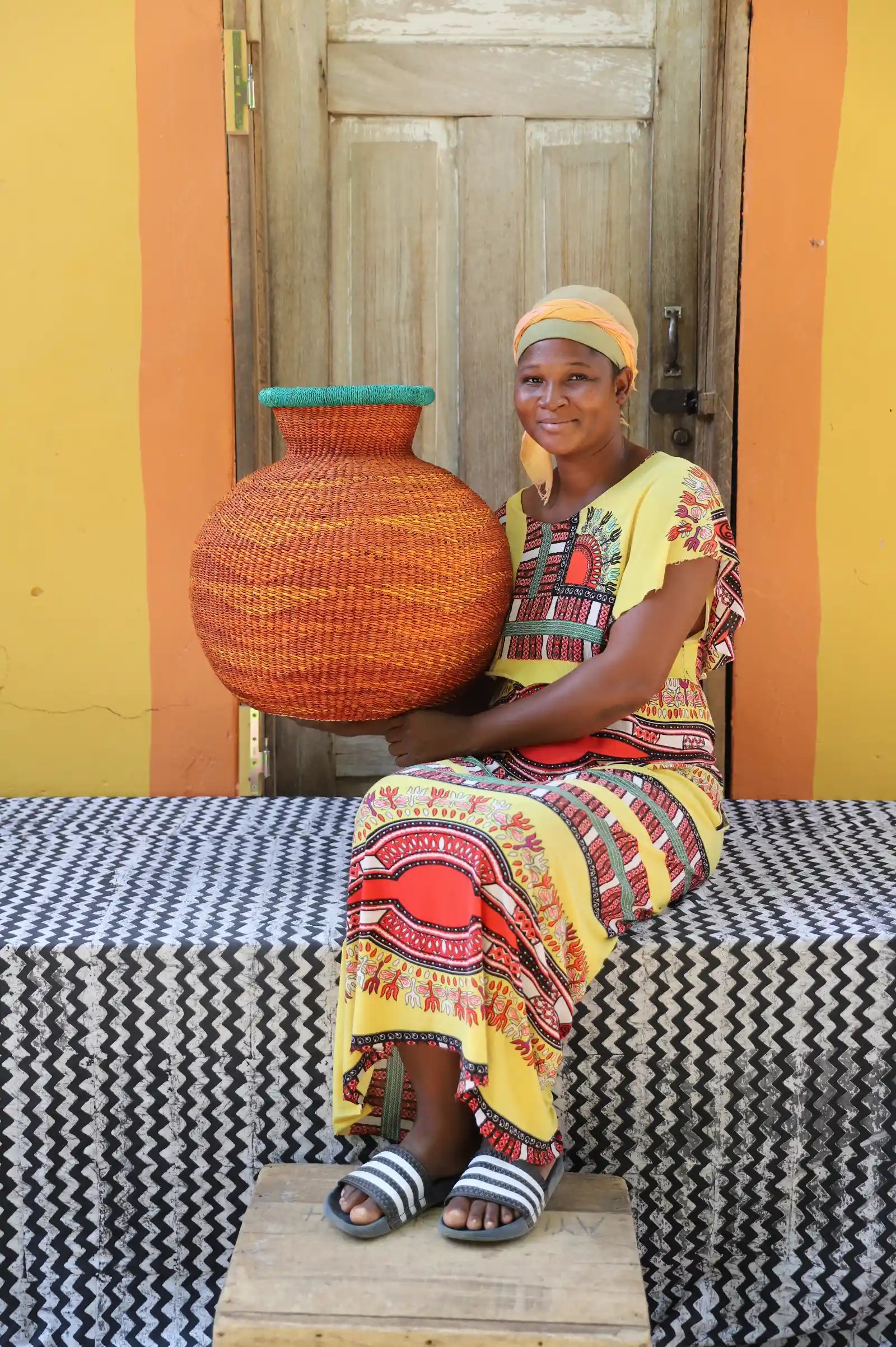 Jemima 10 Cows Dècor Basket (Large) by Mary Ayinbora