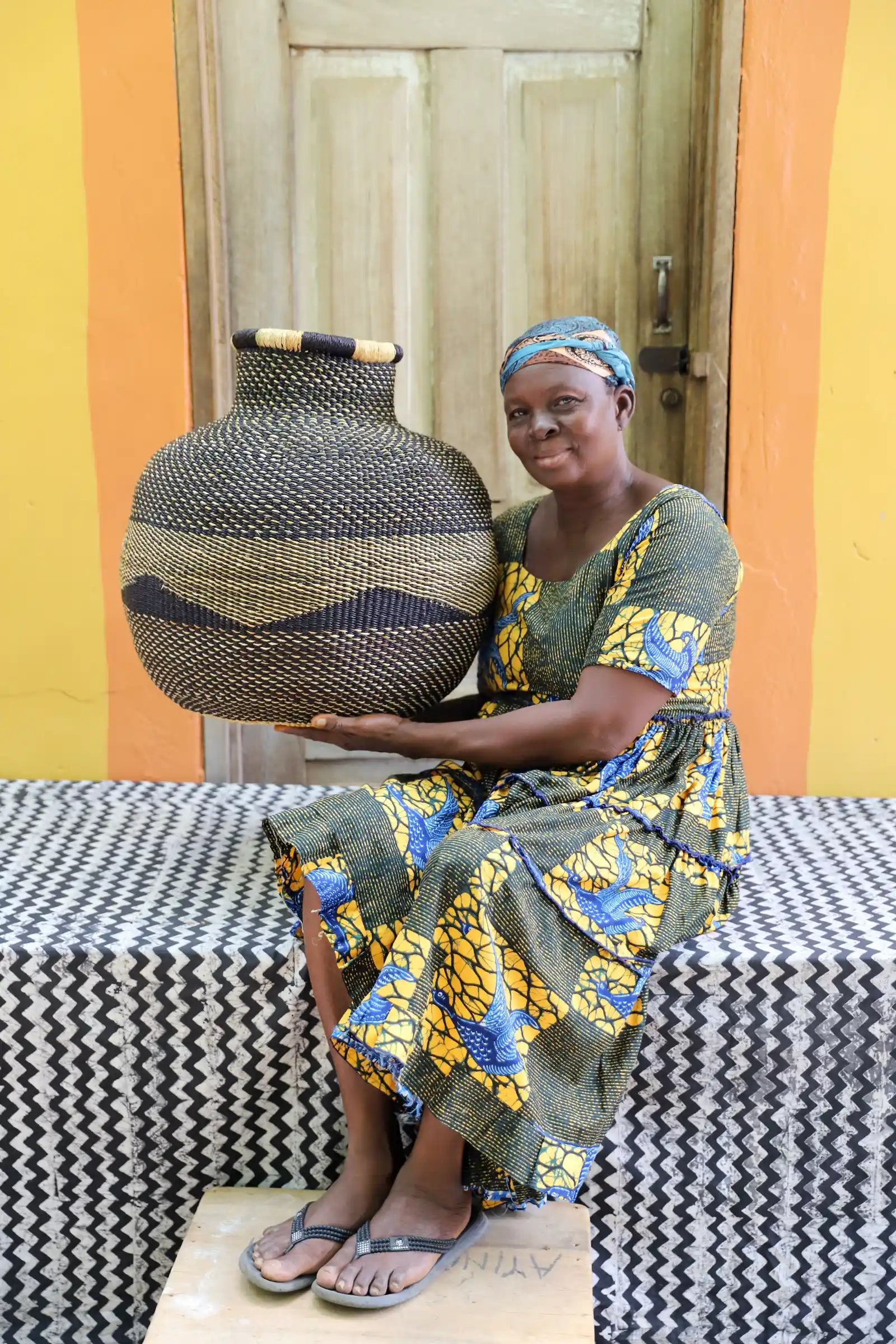 Jemima 10 Cows-Home Dècor Basket (Large) by Azumah Alagberigo