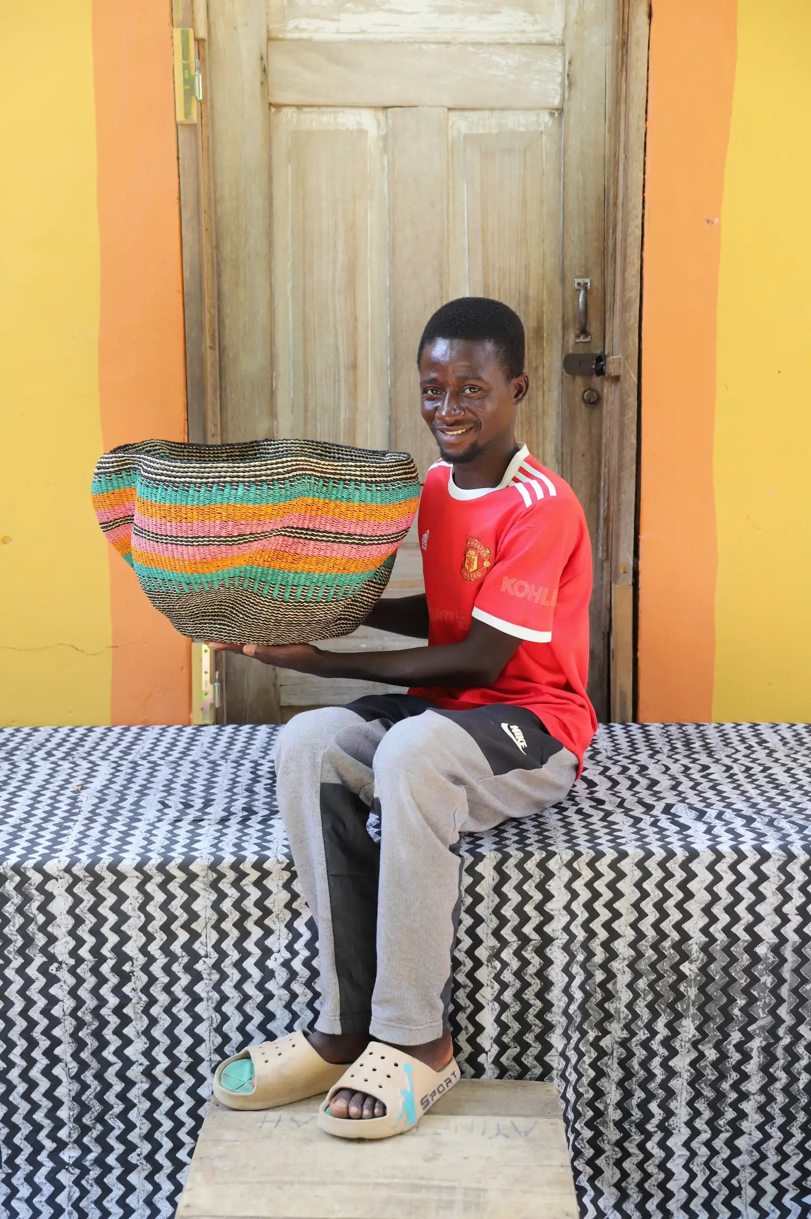 Pakurigo Wave Home  Décor Basket (Large) by Harrison Akubire