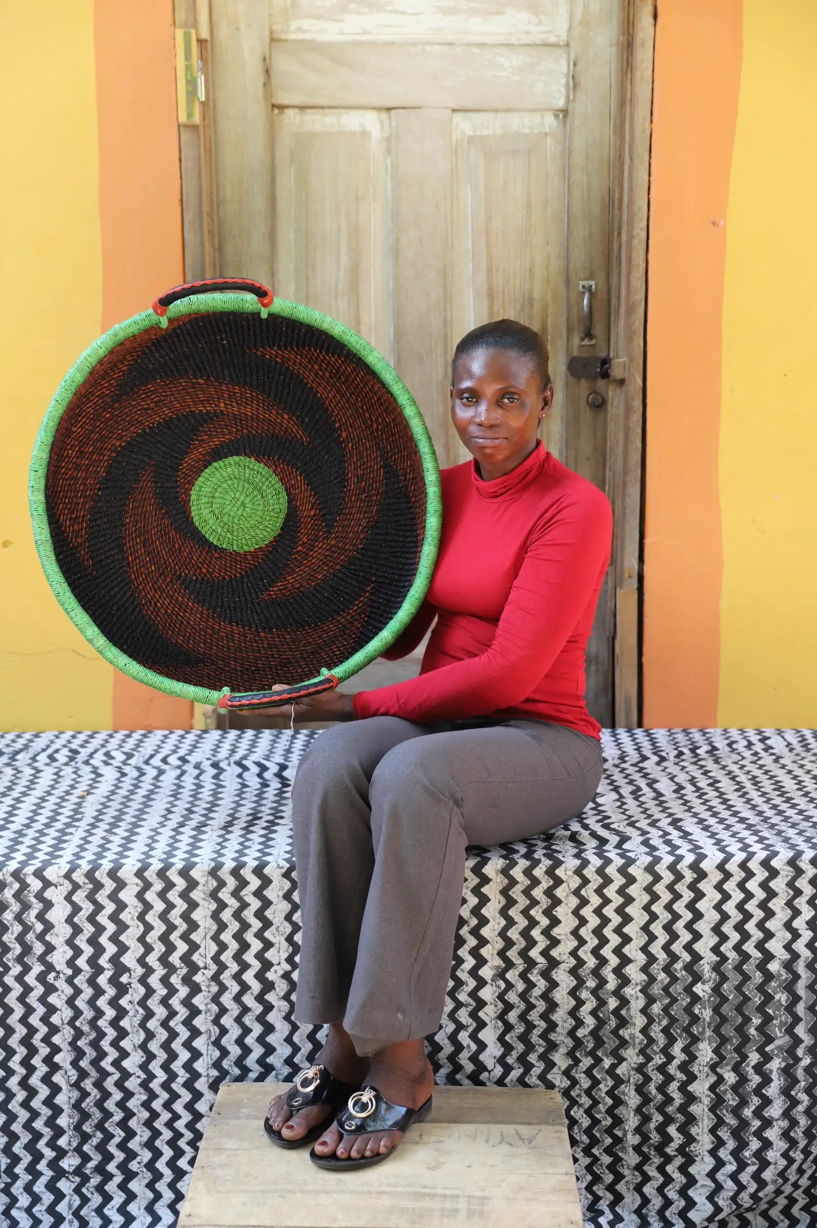 Woven Tray Wall Décor (Double Weave) (Medium) by Modesta Adongo