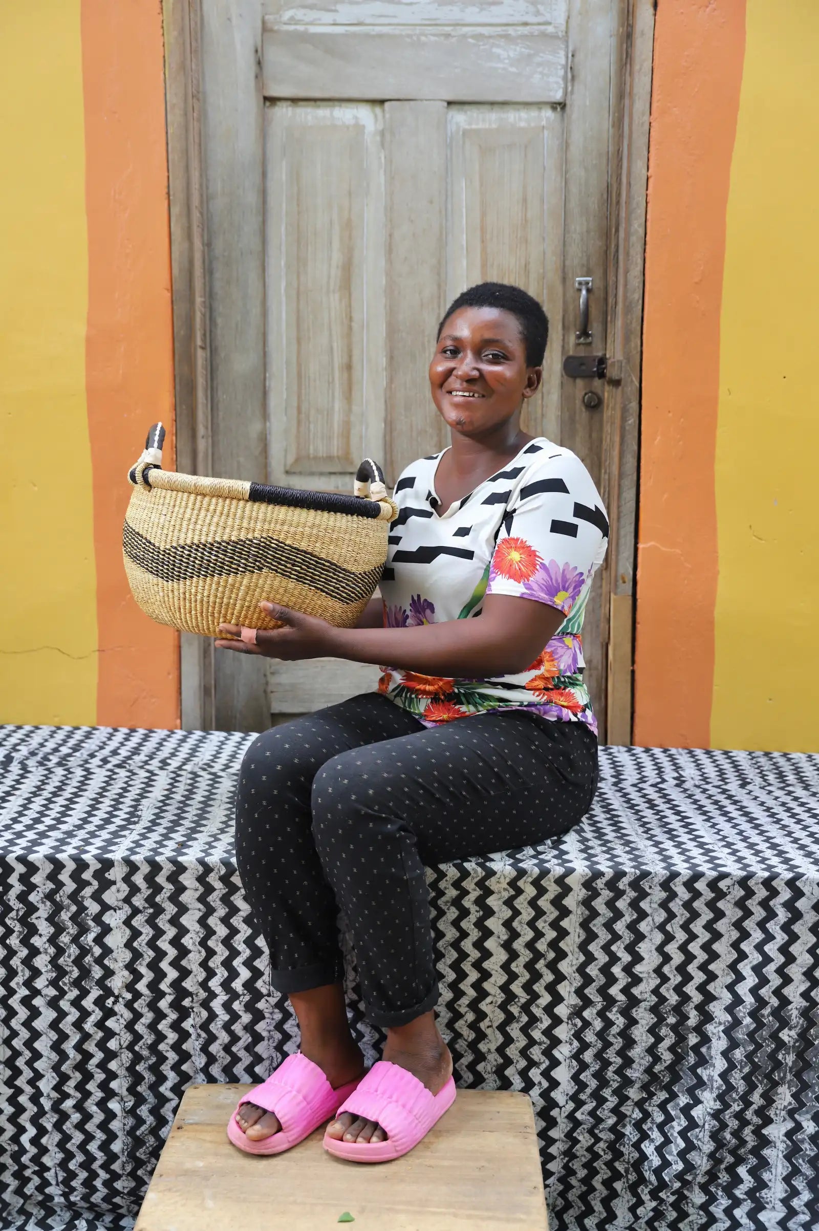 Gbenka Storage Basket (Medium) by Cynthia Ayariga