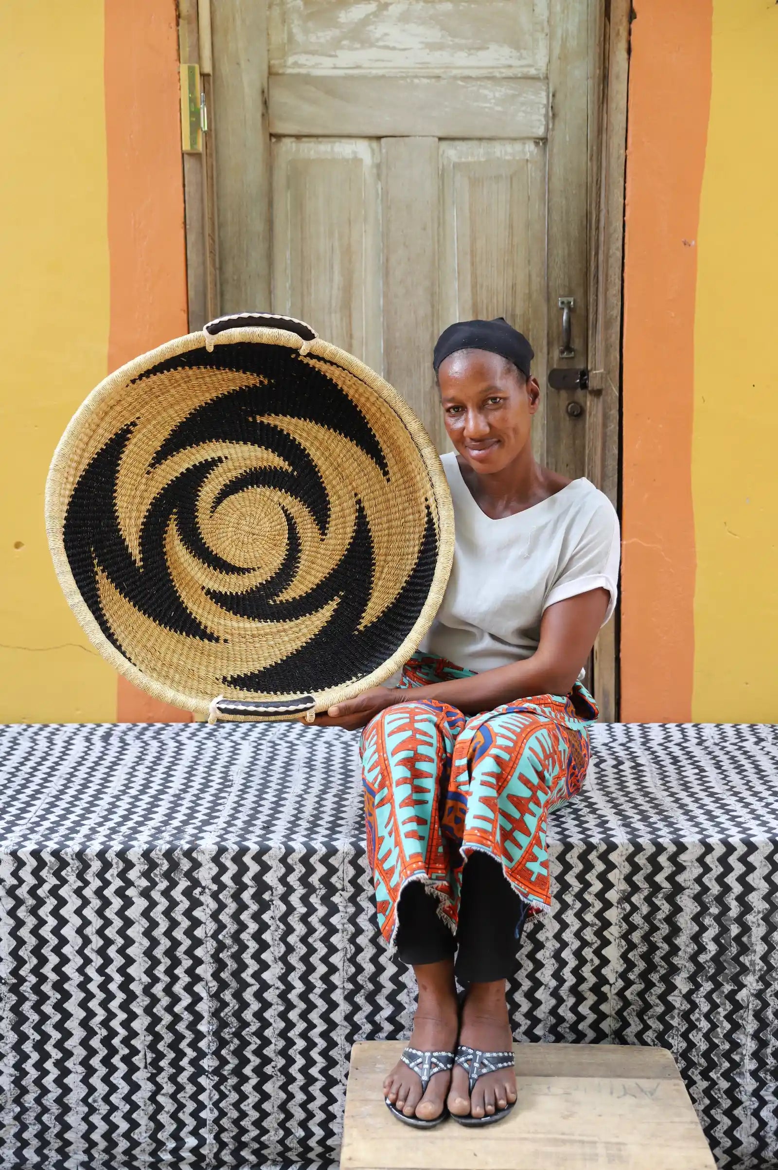 Woven Tray Wall Décor (Double Weave) (Medium) by Grace Adongo