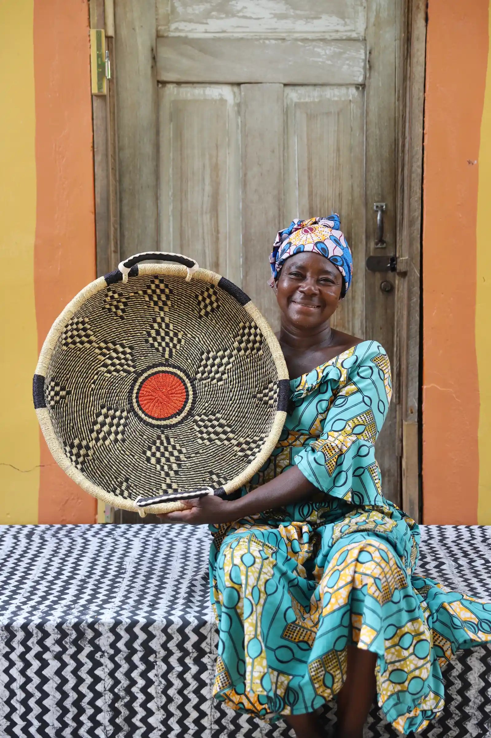 Woven Tray Wall Décor (Double Weave) (small) by Ayaamah Anaba