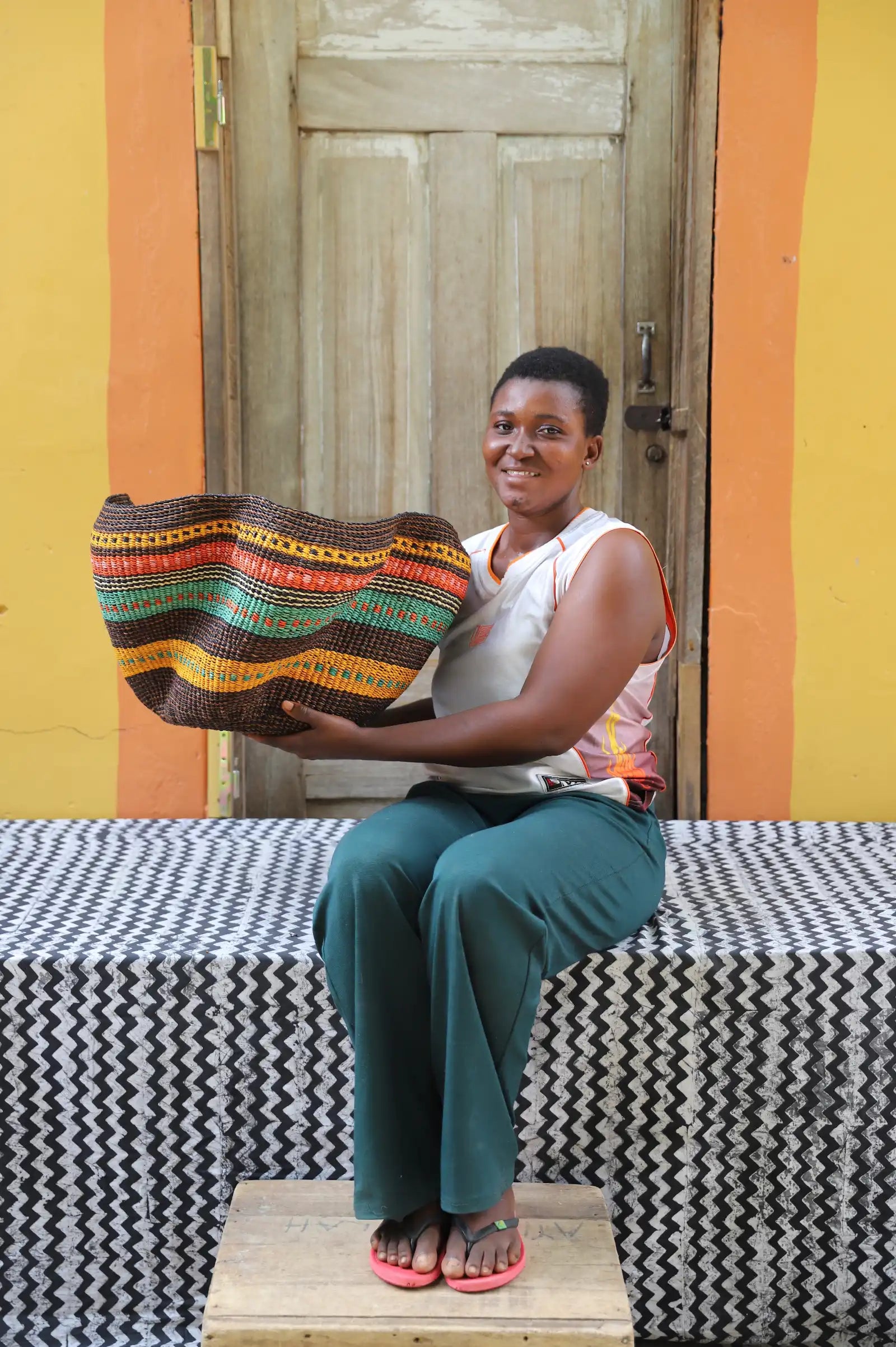 Pakurigo Wave Home  Décor Basket (Large) by Cynthia Ayariga