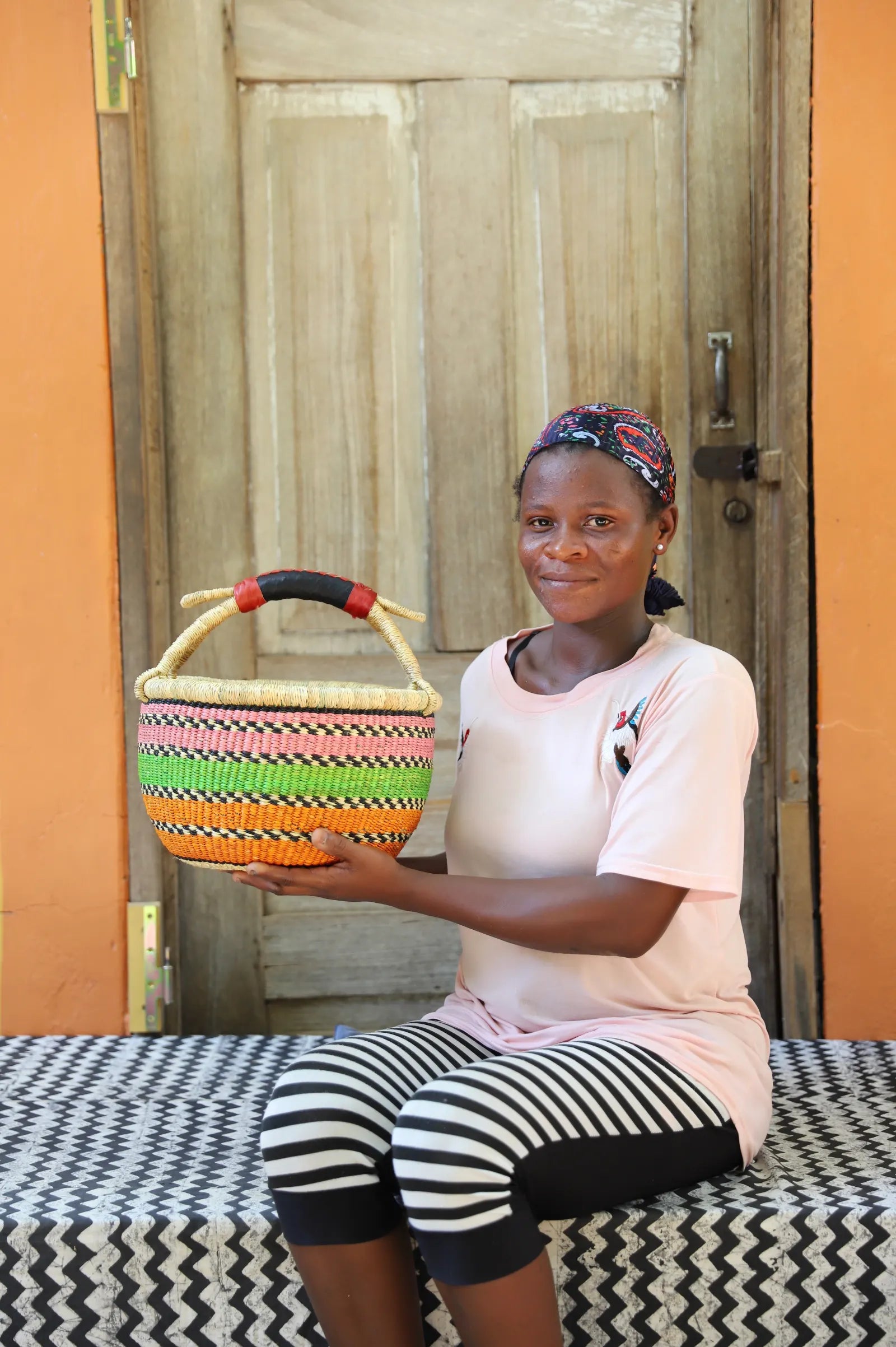 Round Shopping  Basket (Small) by Vida Alembora