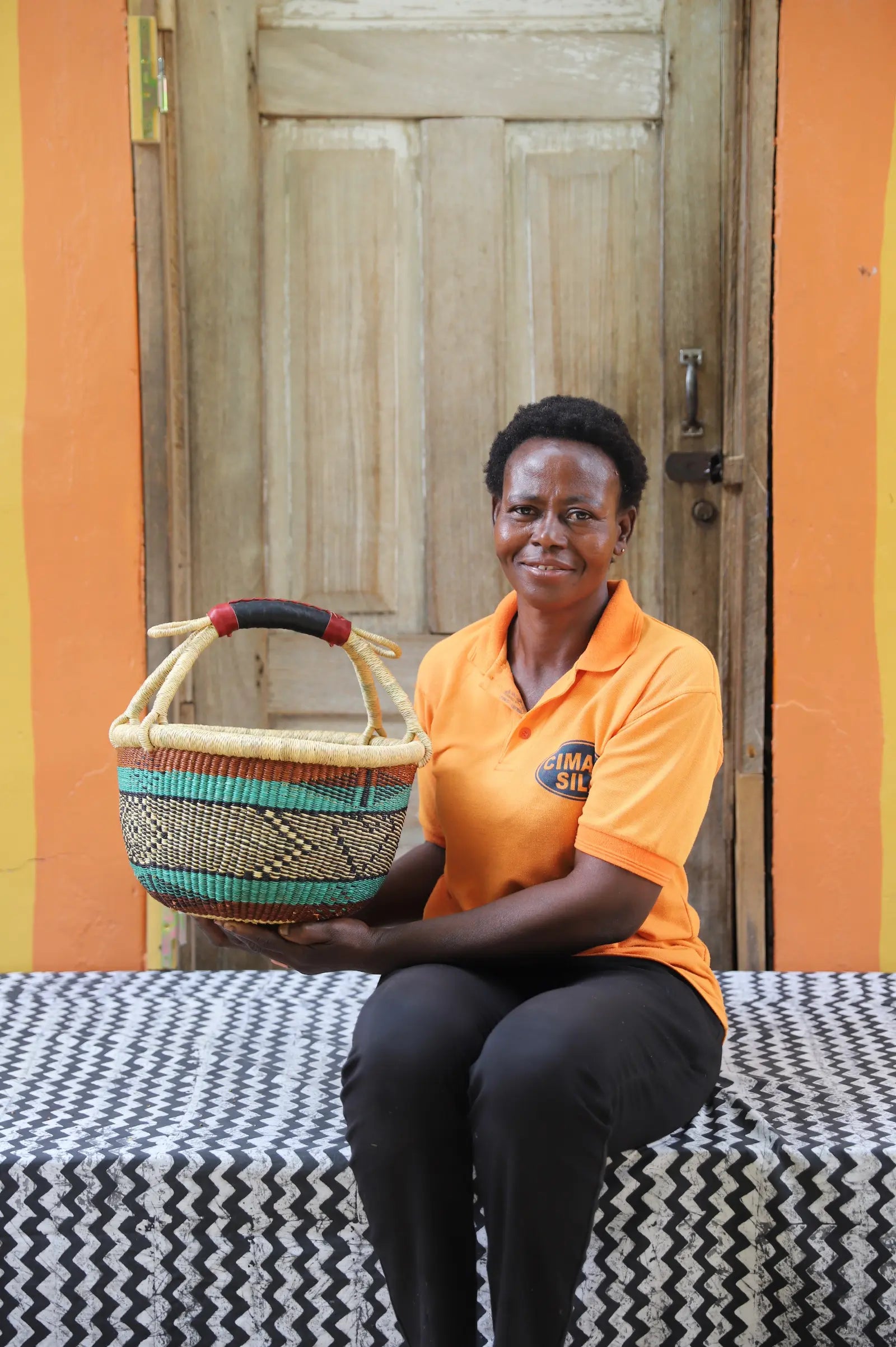 Round Shopping  Basket (Small) by Nyaamah Atingabono