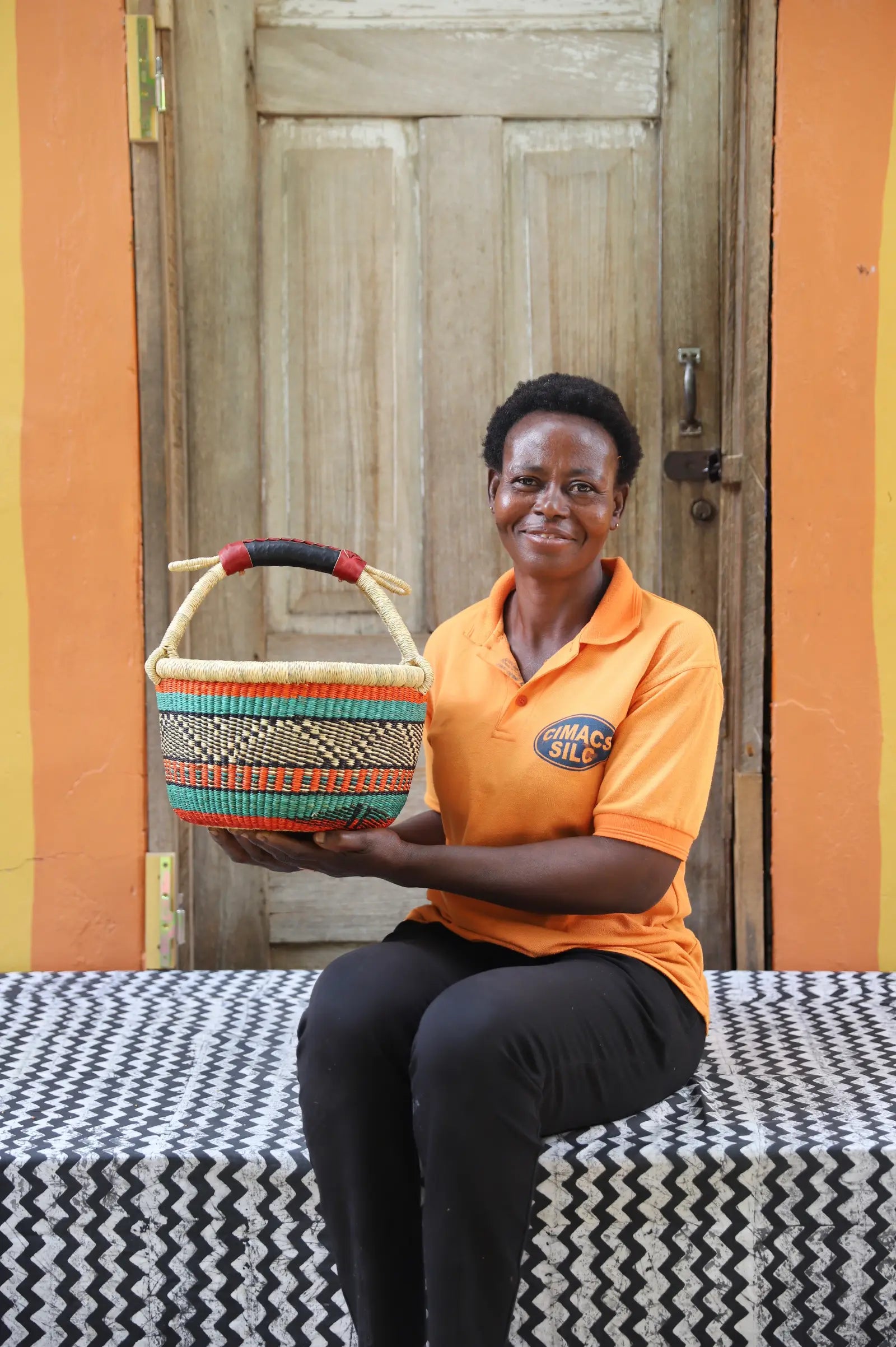 Round Shopping  Basket (Small) by Nyaamah Atingabono